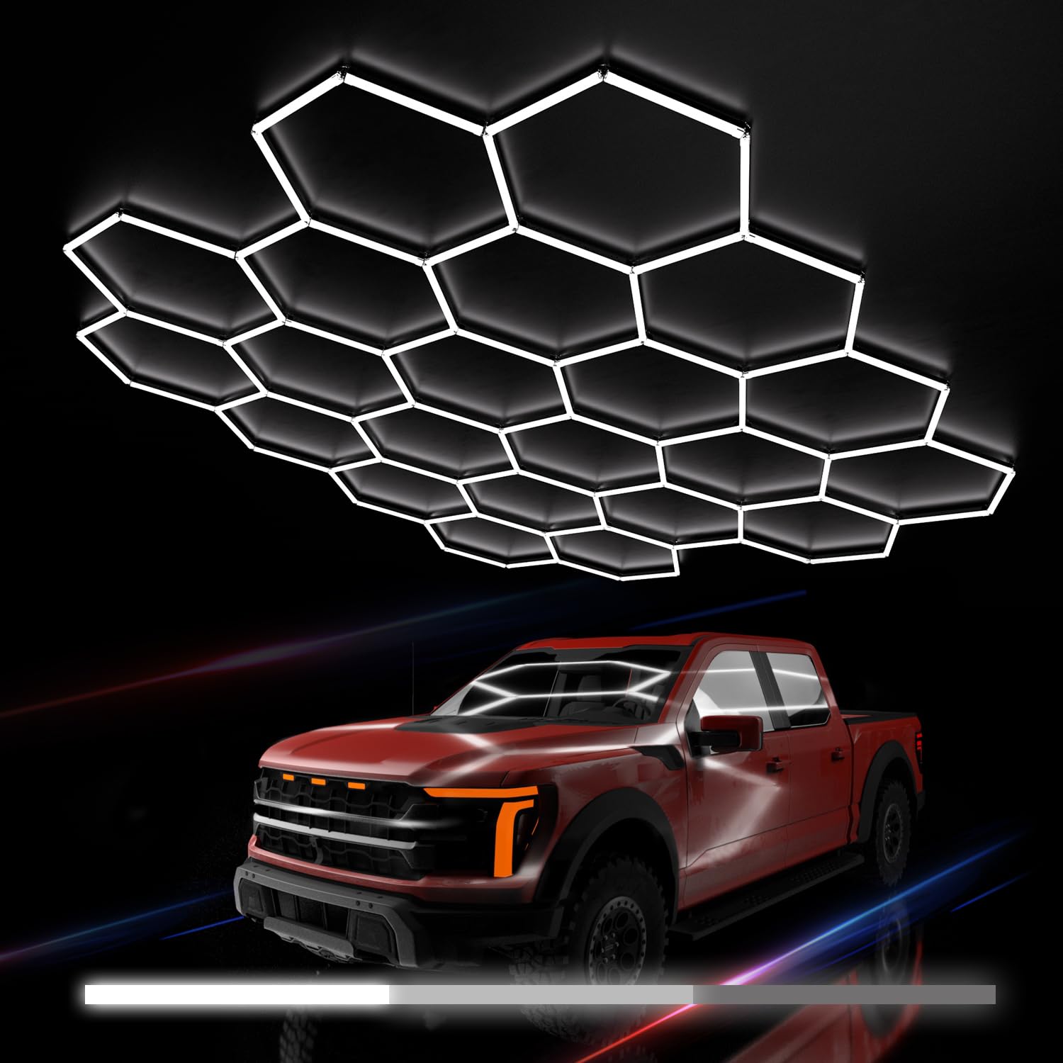 Litezone Hexagon Garage Lights : 3 Level Dimmable 581W Tube 22 Grids Hexagon LED Lights - Easy Install 6500K Super Bright Hex Light for Warehouse  Car Detailing Shop  Exhibition Hall  Gym