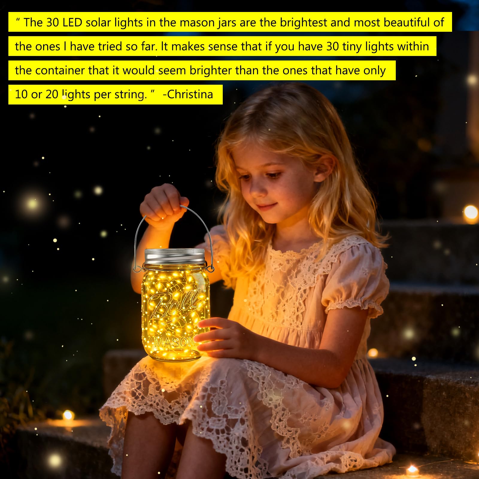 Znycye Mason Jar Solar Lights For Outside, 6 Pack 30 Led Fairy Lights Mason Jar Solar Lids Outdoor Waterproof String Lights With