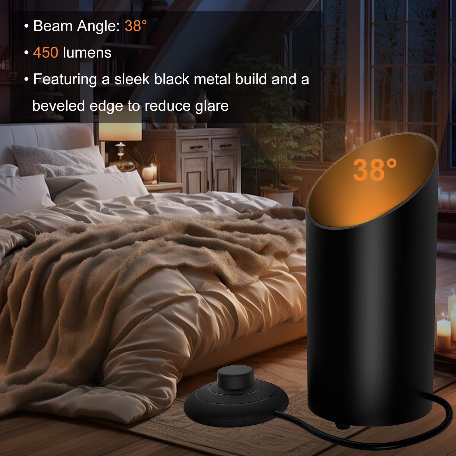 Rechargeable Indoor Up Lights Portable Floor Can Lights with Spotlight Function Remote Control Timer 3 Color Temperatures 5000mA