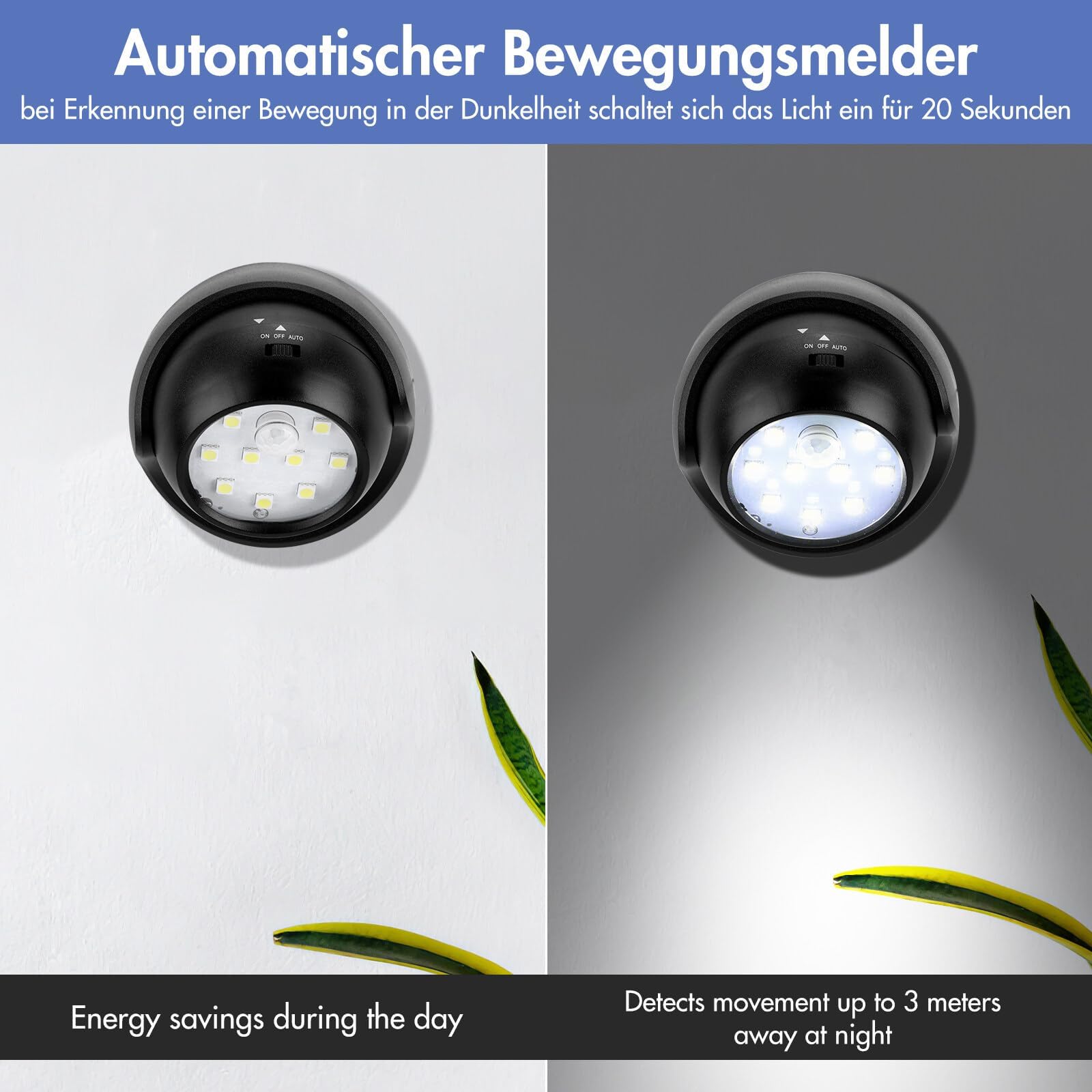LemonBest Motion Sensor Outdoor Lights - Battery Operated Wireless Spotlight - 4 Pack - Black - Model 4563384