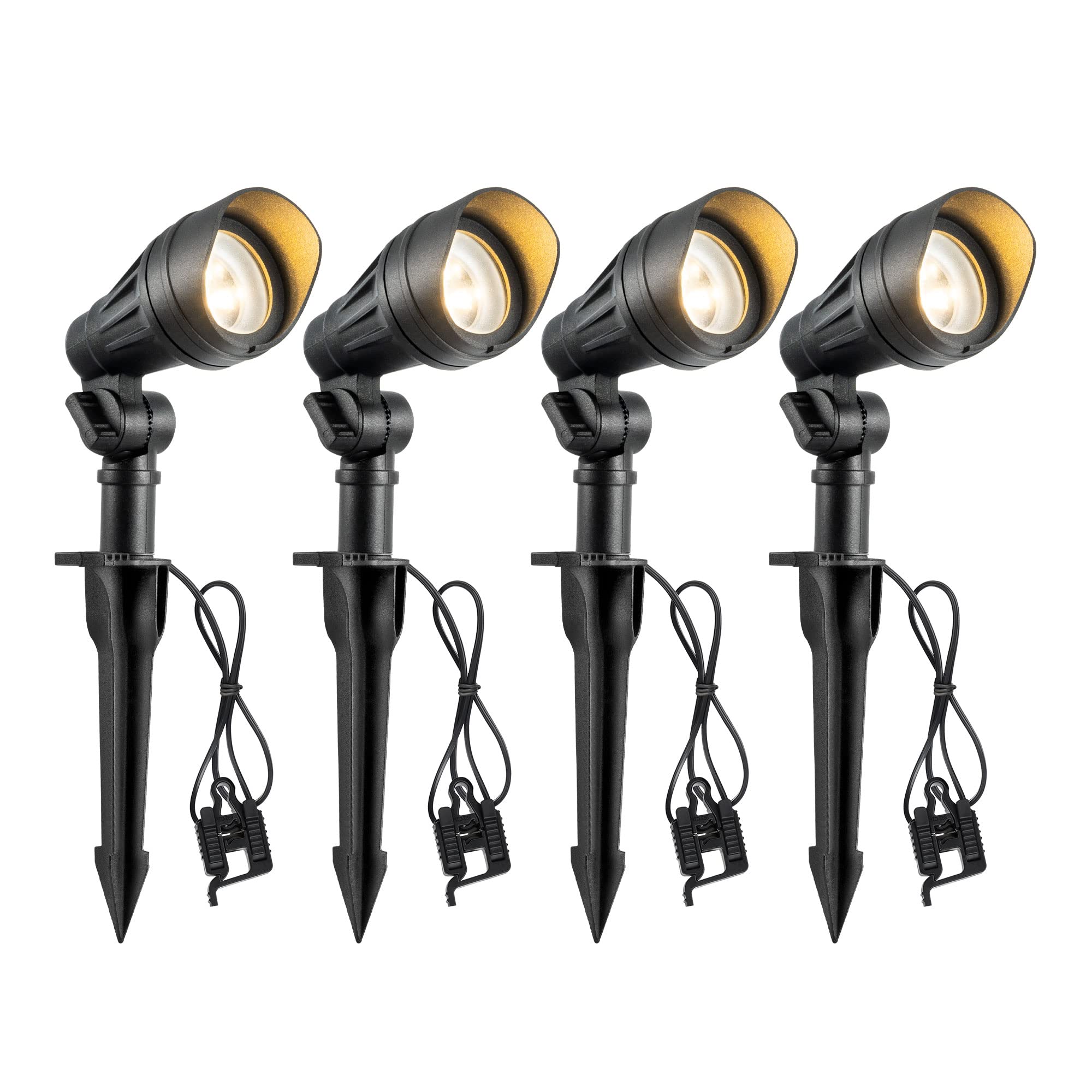 EDISHINE Low Voltage LED Landscape Lights, 3.2W 240LM, 3000K, Waterproof, Black, Model HGSL08A, 4 Pack