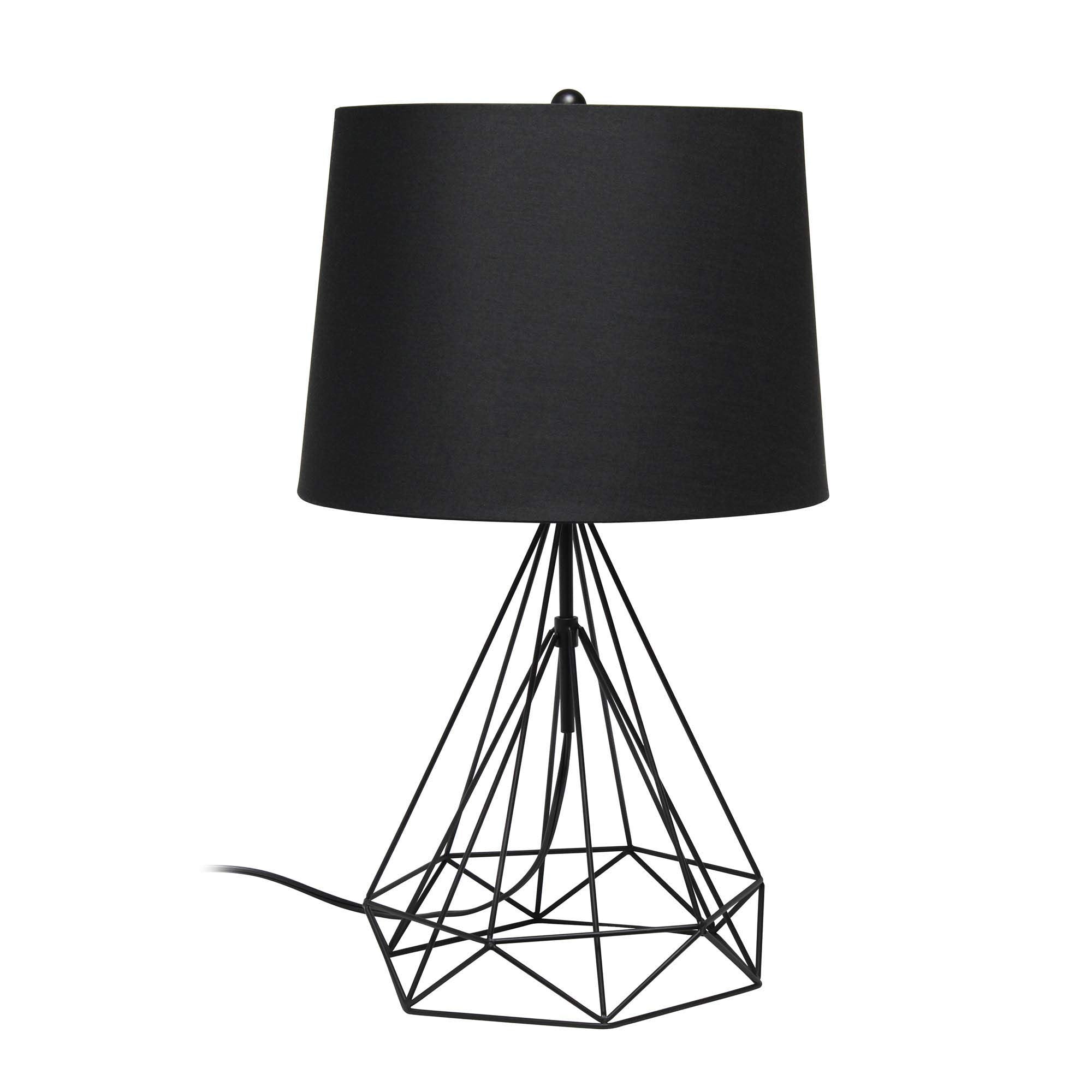 Lalia Home Black Matte Geometric Table Lamp With Fabric Shade - 23.5&quot; Decorative Lighting