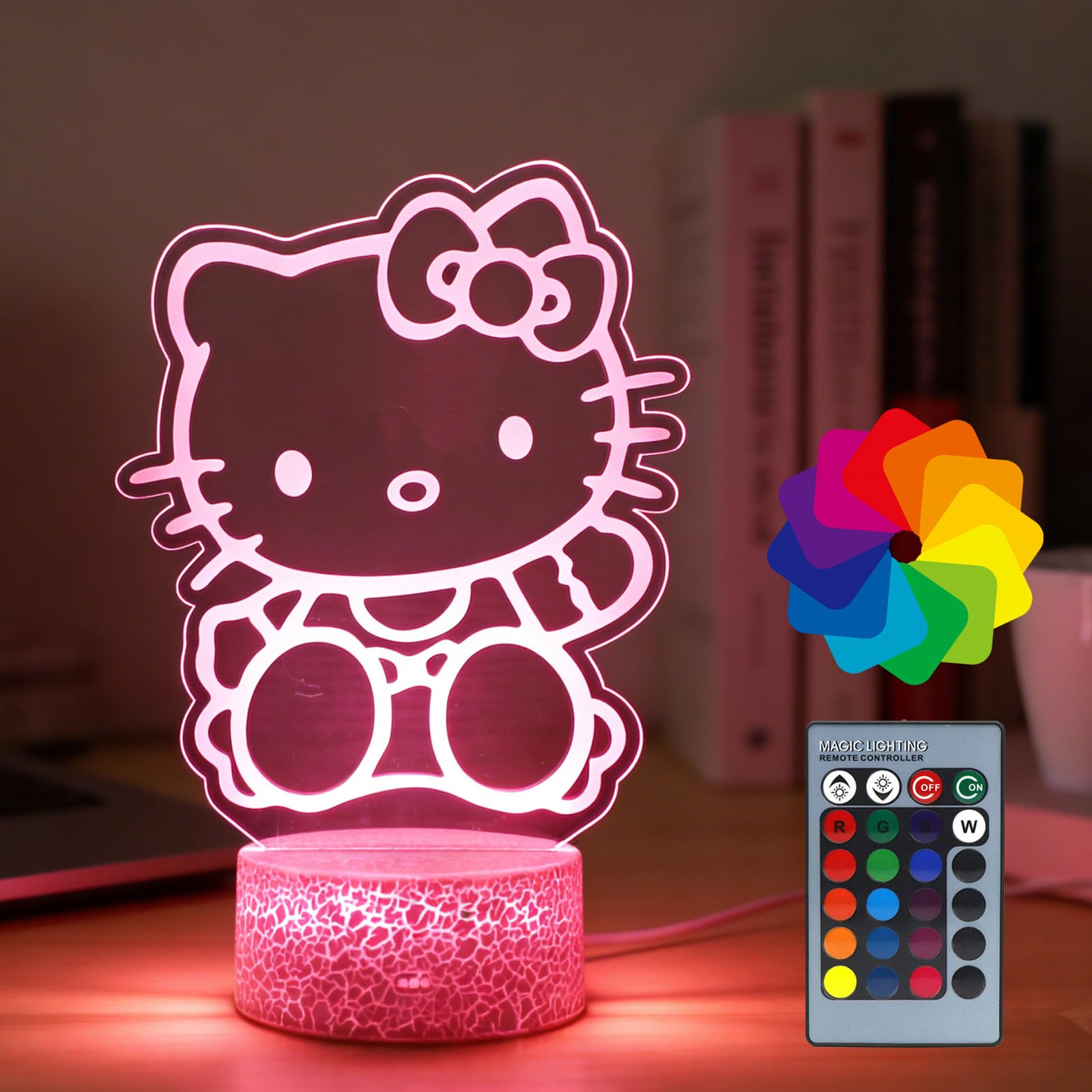 THOAML Cat Night Light - 16 Colors Change Decor Kitty Cute Lamp with Remote, Dim Control, 3D Illusion LED Night Lights for Chris