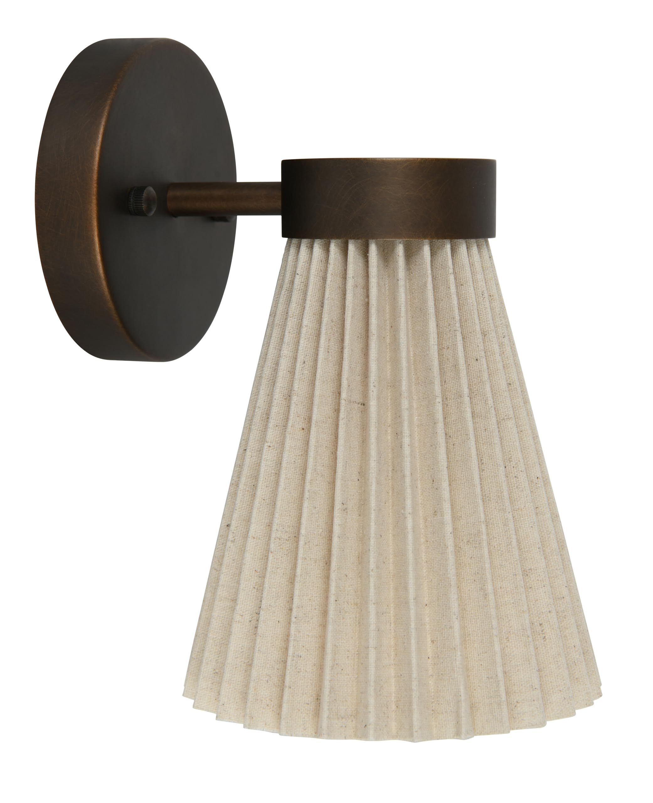 Beacon Lighting Amore 1 Light Pleated Wall Bracket in Bronze with Natural Linen Shade
