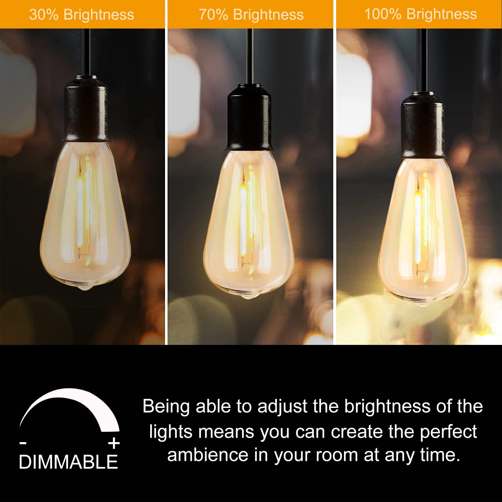 Abeja 10 Pack Led Edison Light Bulbs, 0.6 Watt/E17 Screw Base St40 Replacement Bulbs, Shatterproof Dimmable Replacement Bulbs Fo