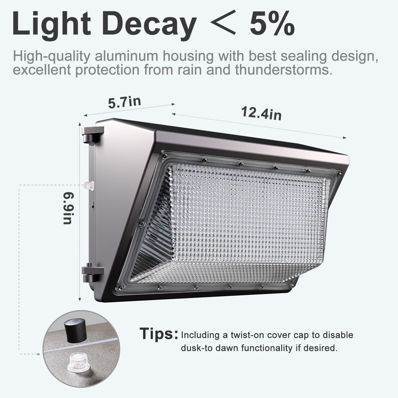 Lightdot 6Pack 70W Led Wall Pack Lights  100-277V Dusk To Dawn With Photocell  10500Lm 5000K Daylight Ip65 Waterproof Wall Mount Outdoor Security Lighting Fixture  Energy Saving(Height:10~15Ft)