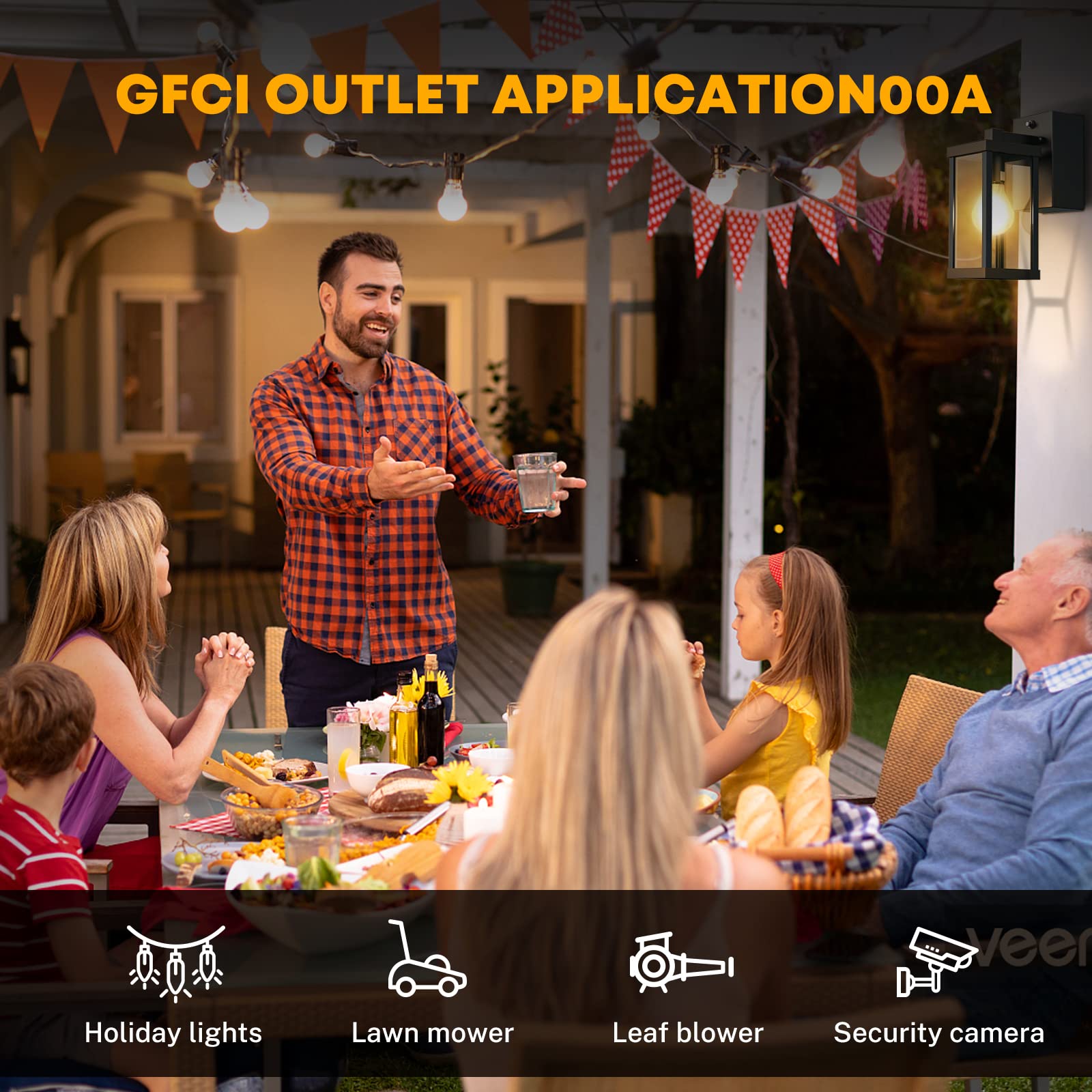 Nooknova Porch Light With Outlet, Dusk To Dawn Outdoor Light With Gfci Outlet Porch Light Wall Sconce Waterproof Exterior Light Fixtures Outside Light For House Patio Garage Hallway