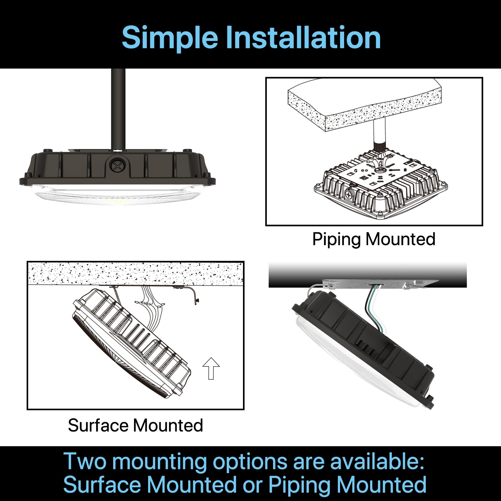 HYPERLITE LED Canopy Light 60W 4-Pack 5000K Daylight Bronze Aluminum Model CN-MS-60W-57-4PACK