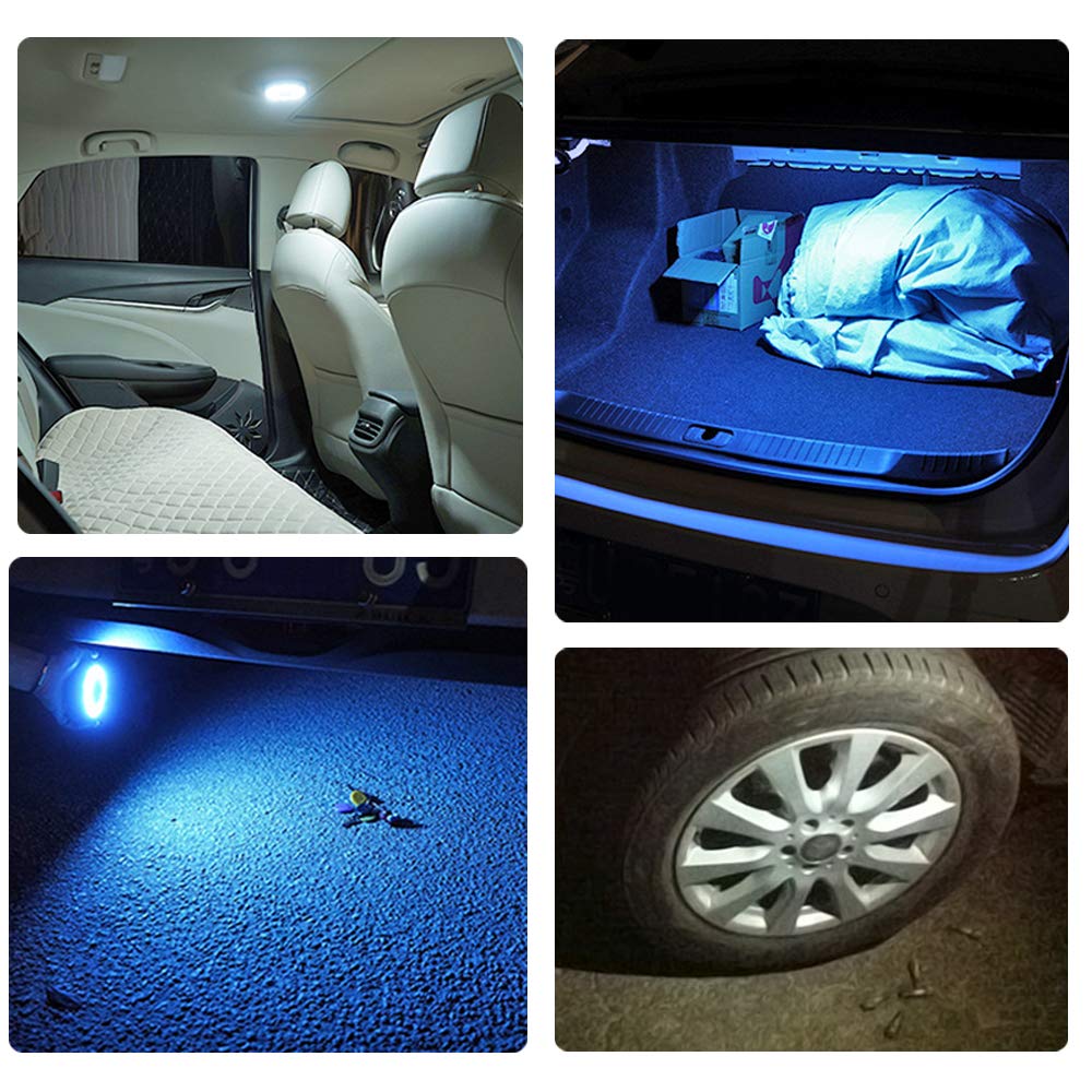 TYMXGHF USB Rechargeable LED Dome Light - Multi-Function 12V Ceiling Light for Car, RV, Camping - Amber Yellow, Ice Blue, Warm White