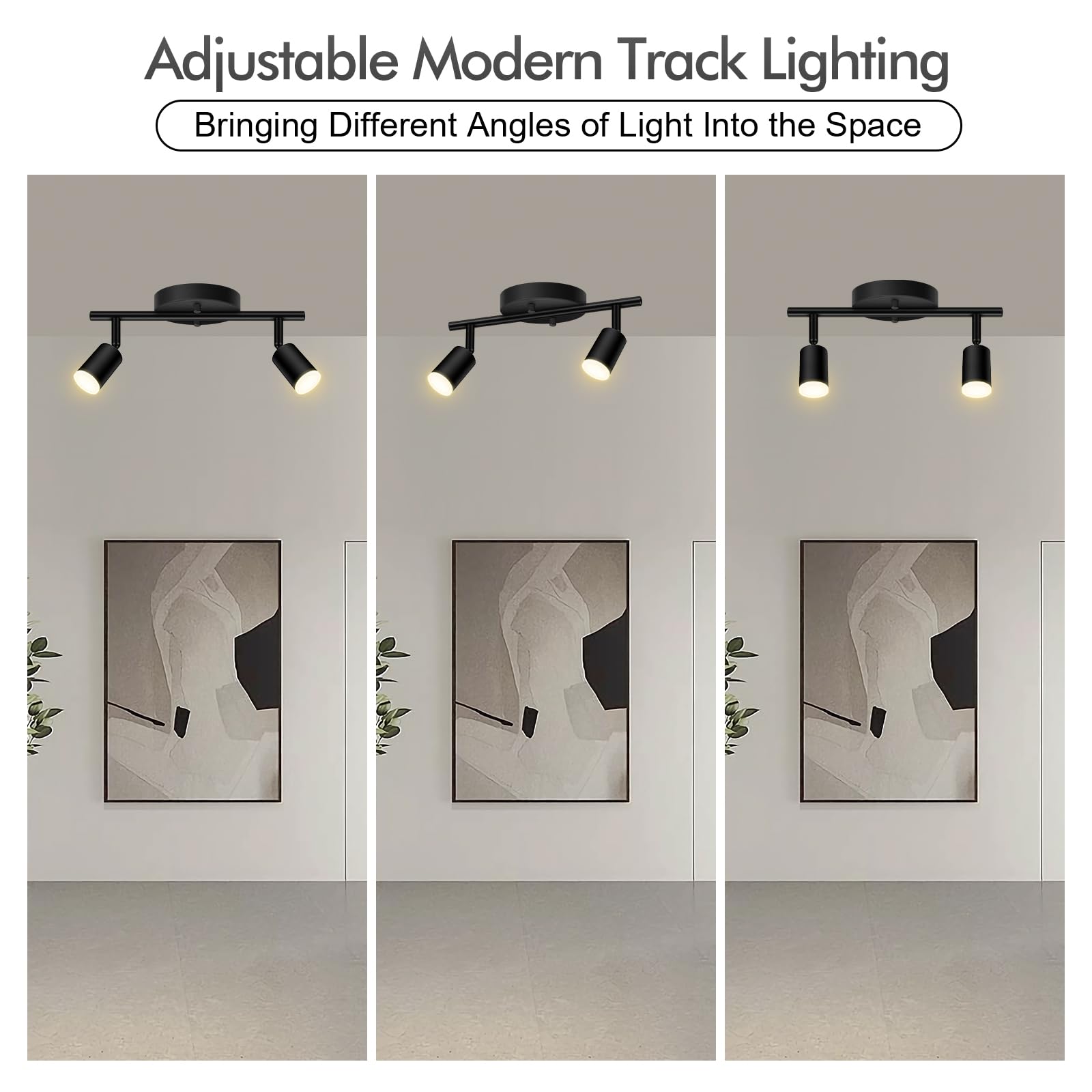 Auquee 2 Light Track Lighting Fixtures Ceiling  8W/2700K Black Track Lighting With Acrylic Lampshade & Rotatable Light Heads  20000Hrs Lifespan  Modern Led Track Lights Ceiling For Kitchen/Hallyway