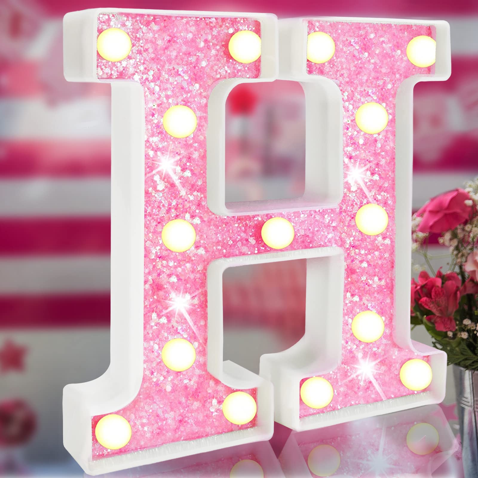 Elnsivo Light Up Letters Pink LED Marquee Sign for Girls Bedroom, Birthday Party, Wedding, Home Decor