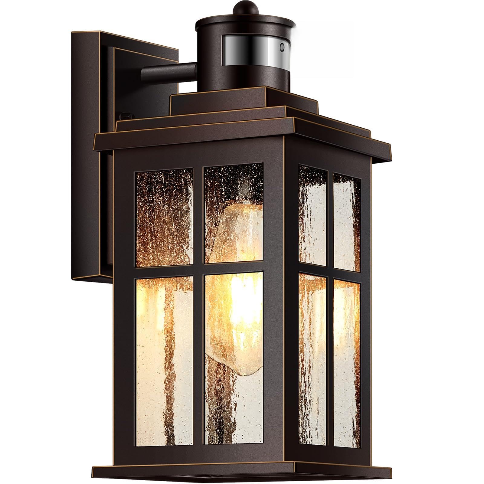 Vianis Motion Sensor Exterior Lighting Fixtures For House  Oil Rubbed Bronze With Gold Trim Dusk To Dawn Outdoor Porch Light  Waterproof Outdoor Garage Lights Wall Mount  Outside Wall Sconce For Coach