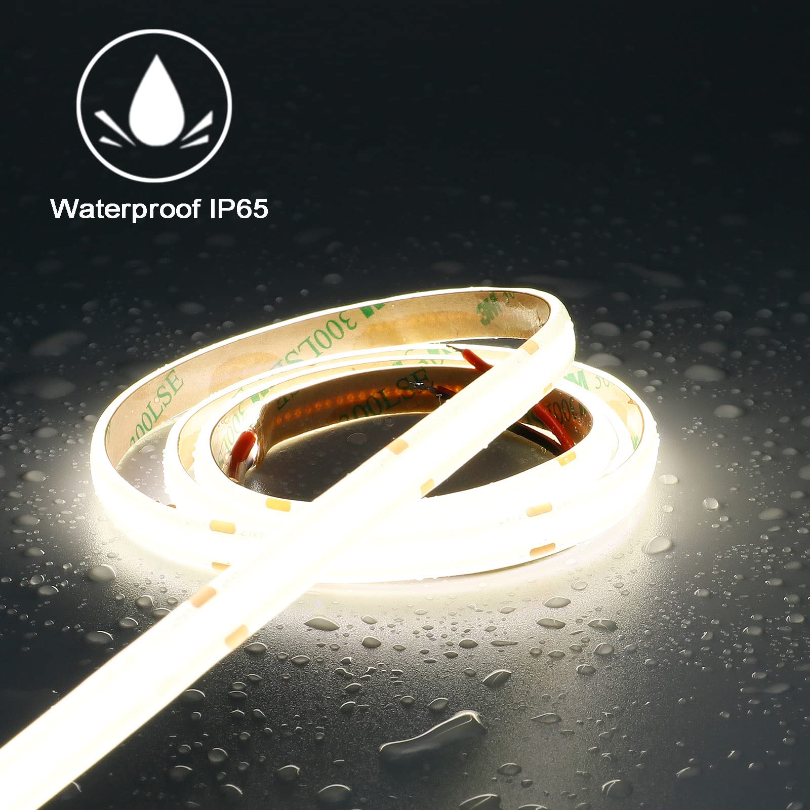 Topai 12V Cob Led Strip Light, 5000K Daylight White, 4000Lm, 16.4Ft, Ip65 Waterproof, Flexible, High Density, Model Cobw