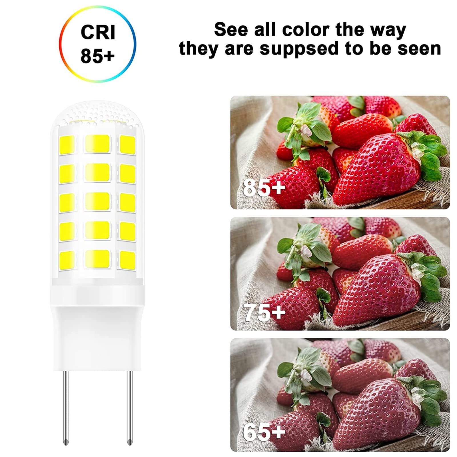 Gaormii G8 Led Bulb Dimmable 4W, 30-35W T4 Halogens Equivalent, Daylight White 6000K, 120V Bi-Pin G8 Bulb For Puck Light, Under