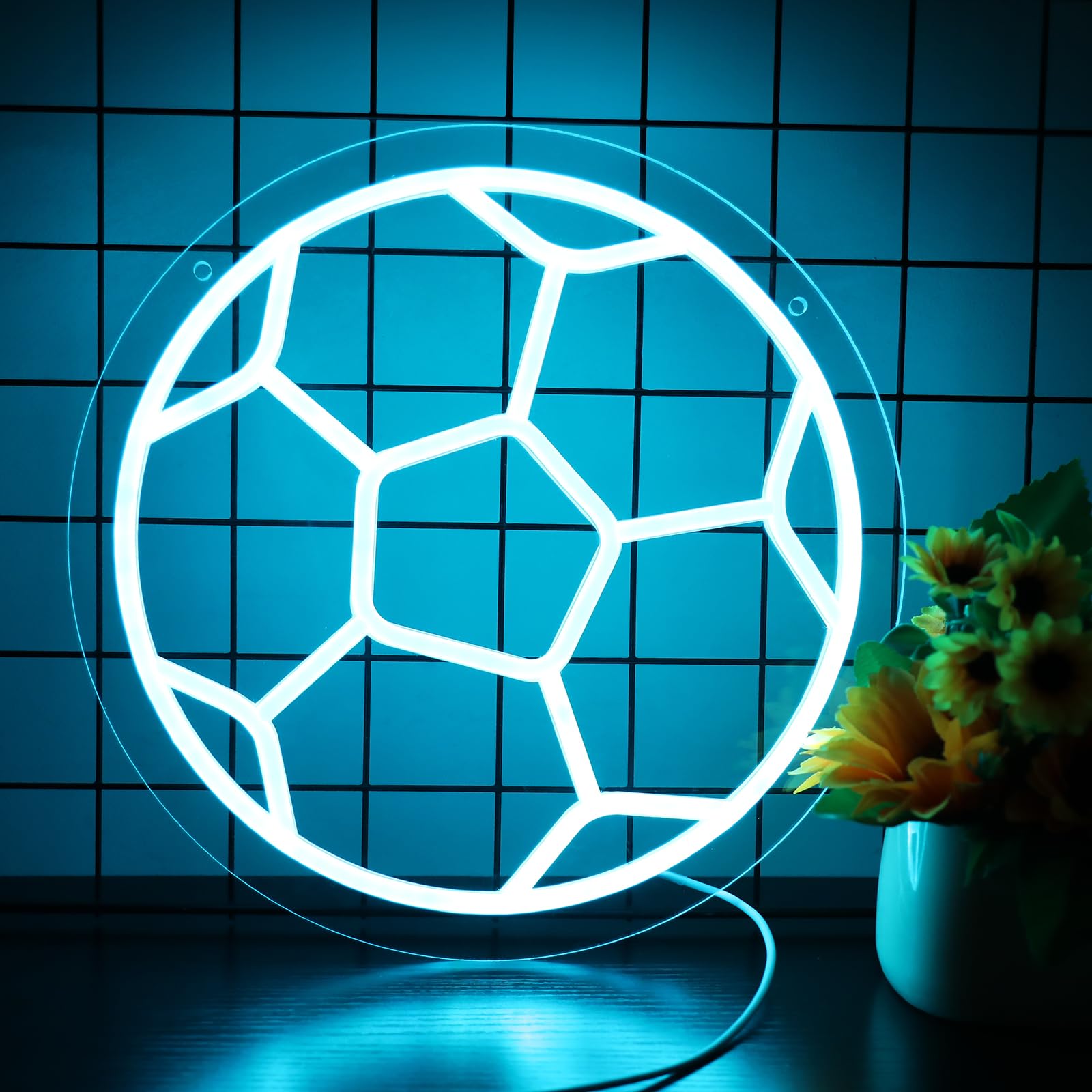 Neonawall Soccer Neon Led Sign For Home, Bedroom, Gym & Sports Decor - Men Women Gift Size 12