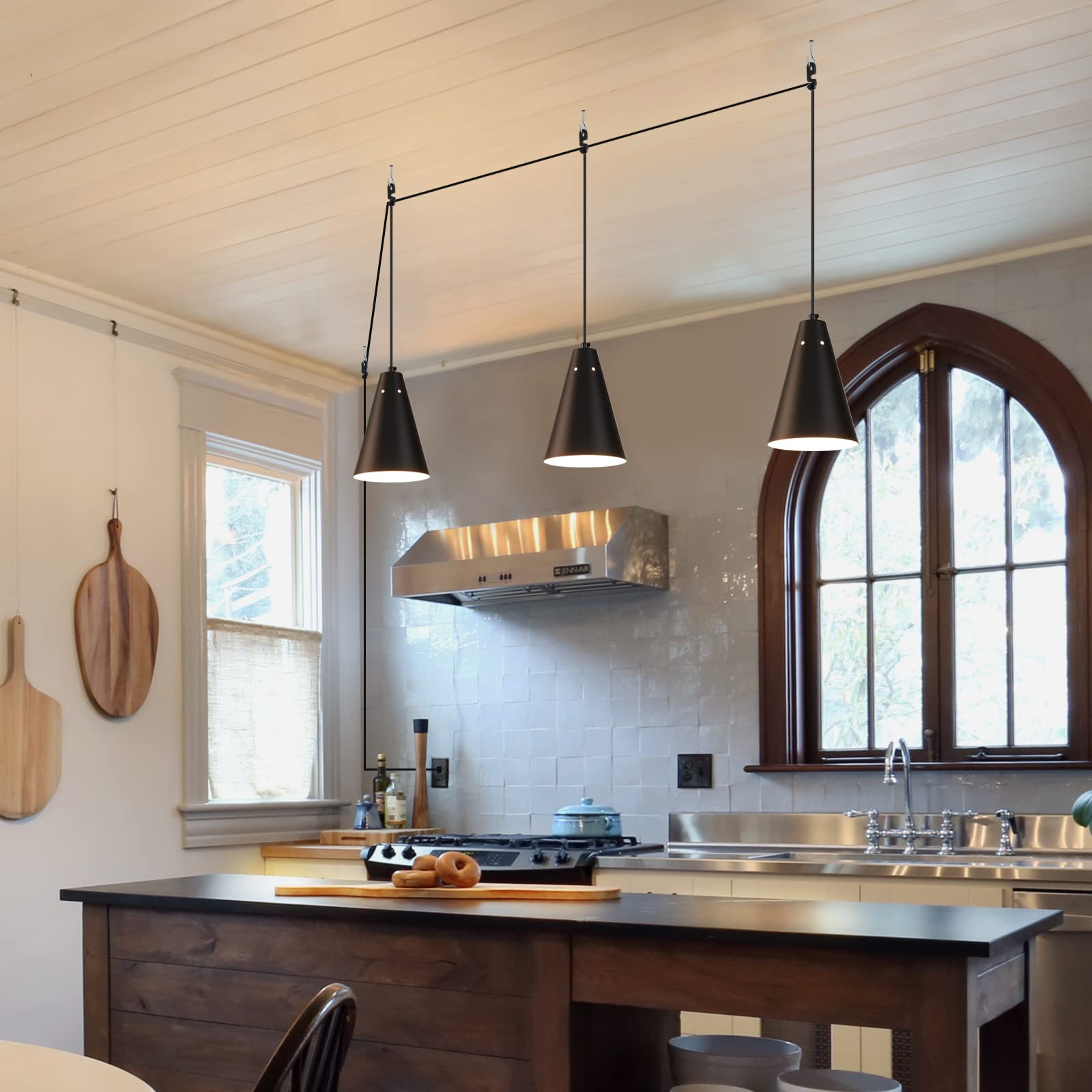 Dijiahua Black Plug In Pendant Light, Metal Shade, Modern Farmhouse Style, On/Off Switch, Mini Size for Kitchen Island, Model P-JDH050