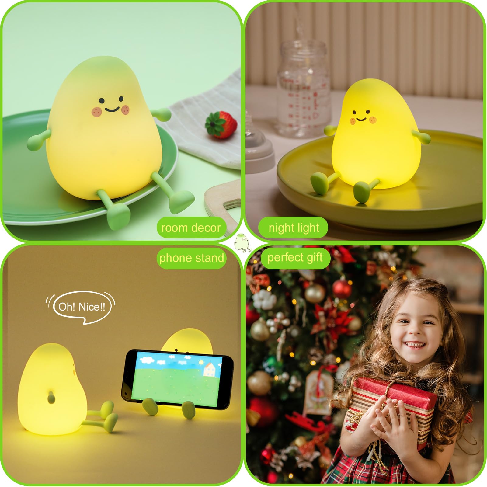 Smoorita Cute Night Light For Kids, Mango Sleep Lamp Warm Light Bedroom Decor Kids Night Light, Silicone Nightlight Baby Nursery