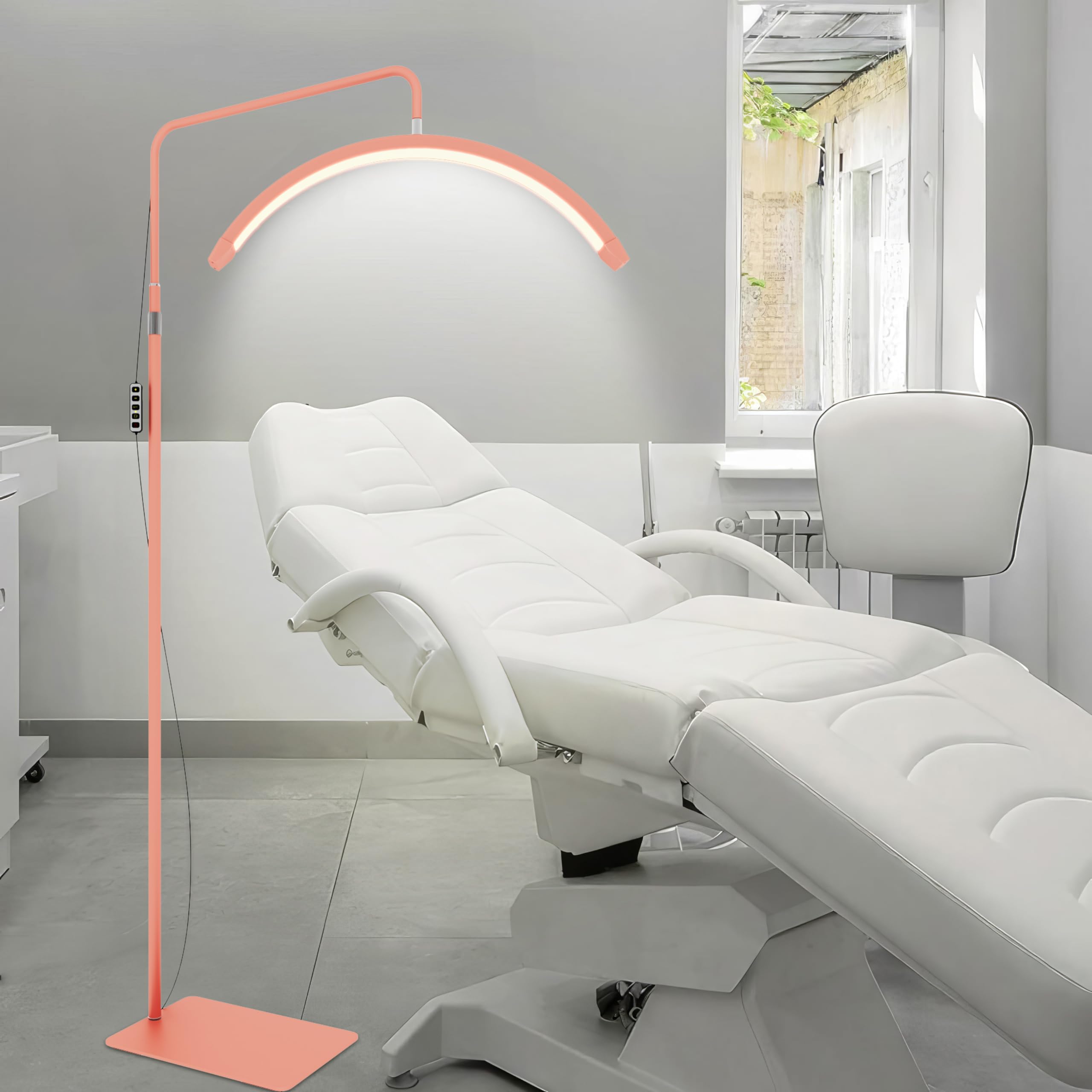 Hi_friend 23in Half Moon Lamp, Portable LED Floor Light for Eyelash Extensions, Pink Wood, Model RF
