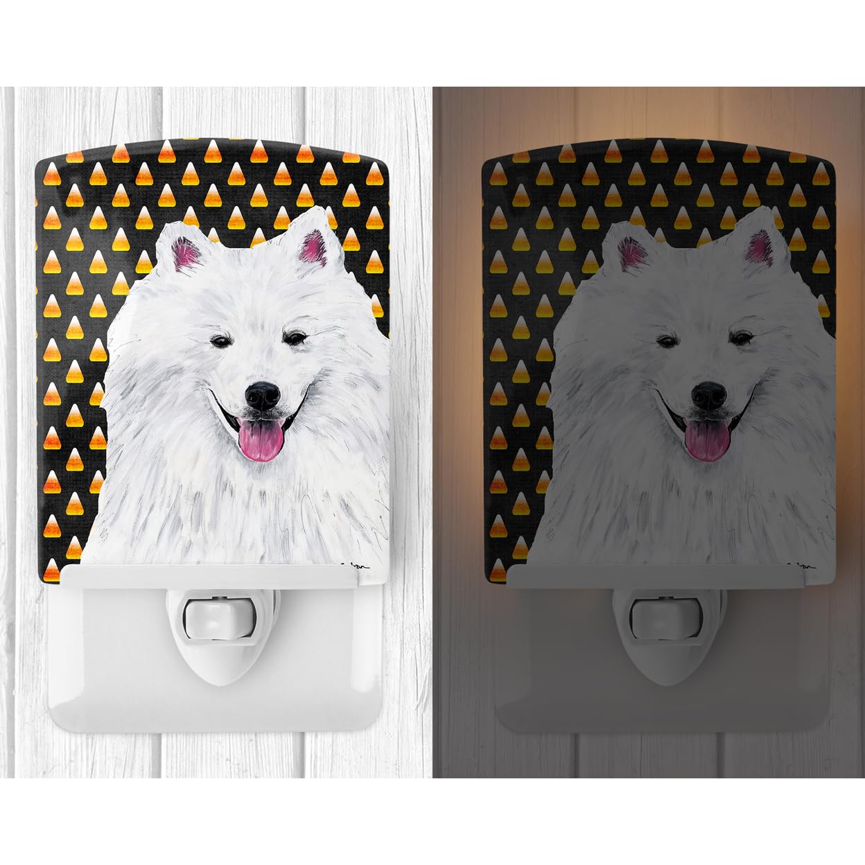 Carolines Treasures Ceramic Night Light, American Eskimo Candy Corn, 6x4x3in, Multicolor, Model SC9168CNL, UL-Certified