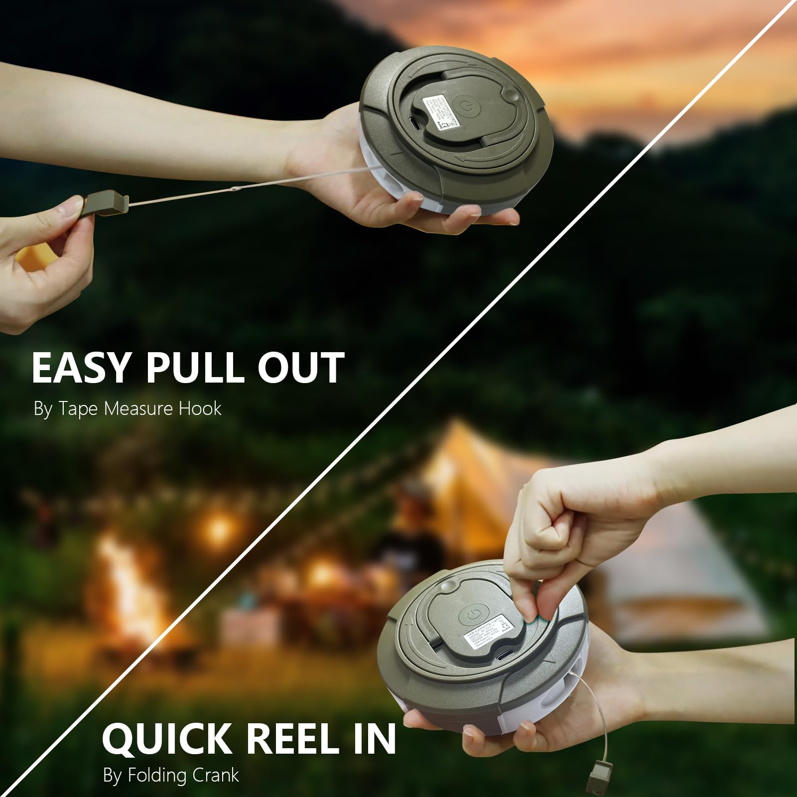 Icever Camping String Lights, 32.8Ft Rechargeable Waterproof Hanging Lamp Portable Led Light For Outdoor Camping Awning Tent Gar