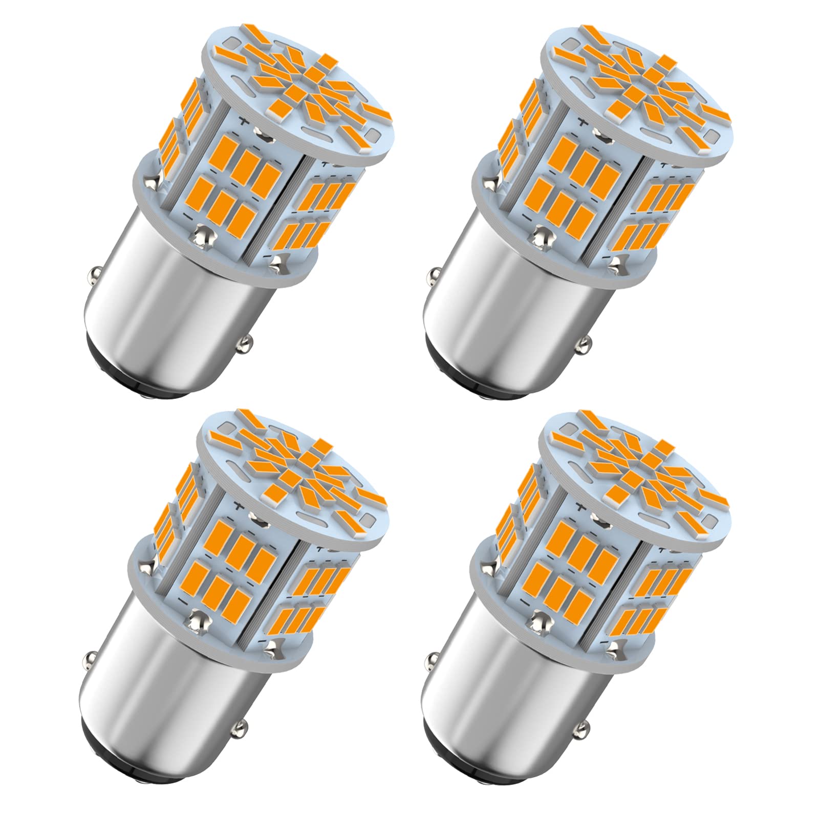Melphan-Auto 1157 LED Brake Light Bulbs, Amber Yellow, 12V-24V, 4PCS, 54SMD 3014 Chipset, BAY15D Replacement