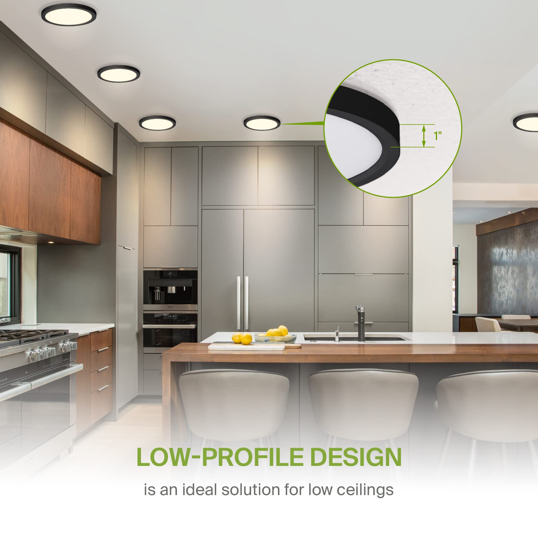 Asd Led 9 Inch Round Flush Mount Ceiling Light Fixture | 18W 1460Lm 3000-5000K 120V | 3Cct, Dimmable, Ultra Slim, Etl Listed | T