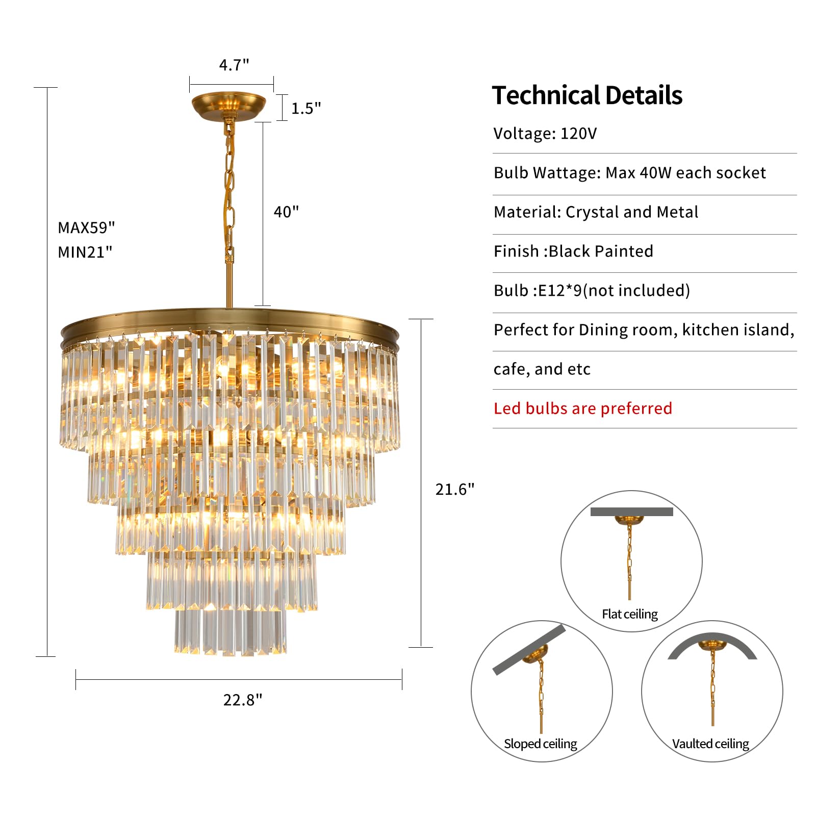 Blinghy Modern Crystal Chandelier, Gold Crystal Ceiling Fixture For Living Room, Bedroom, Long Hallway Entrance