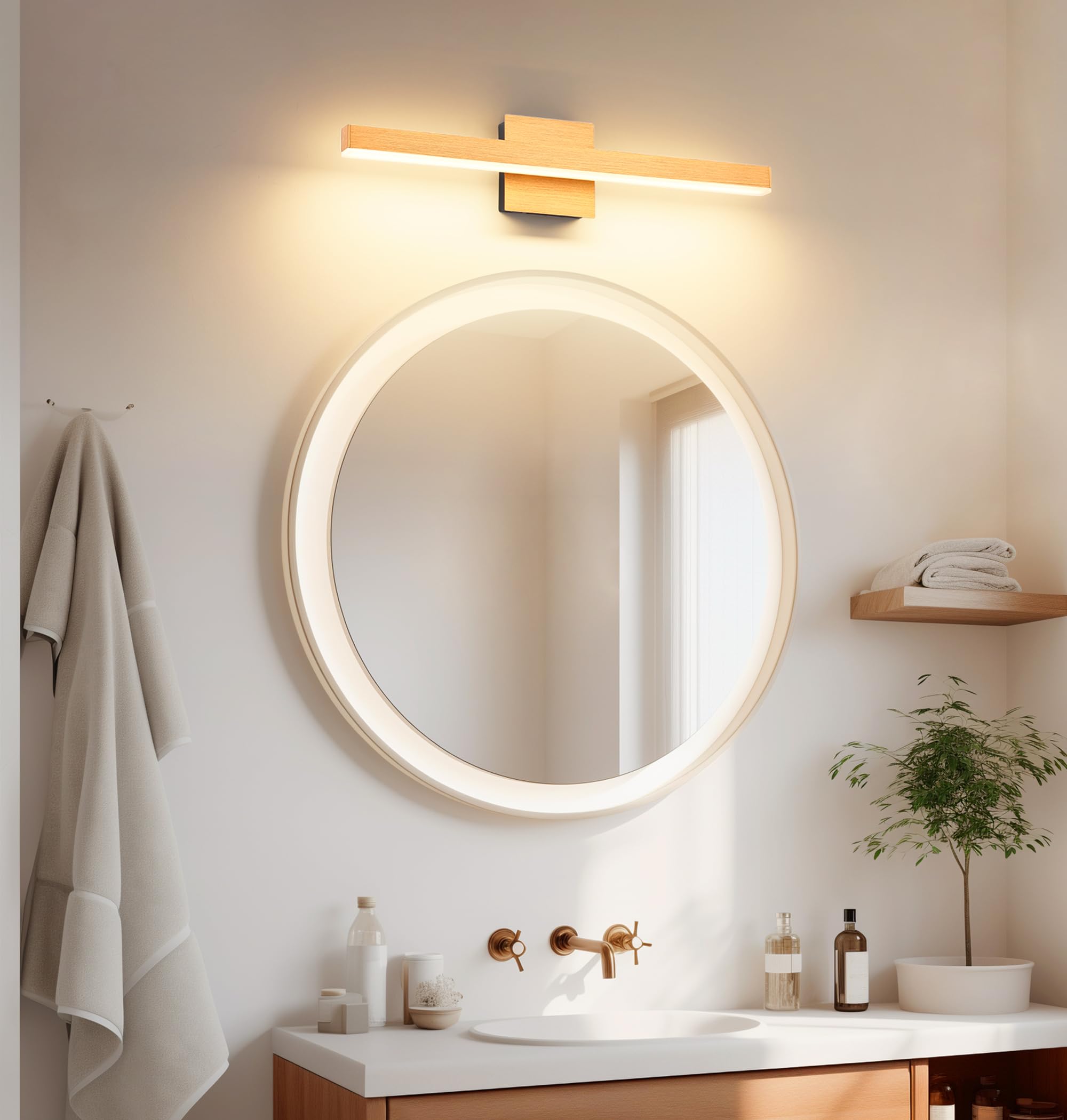 Joossnwell Modern Bathroom Vanity Light 23.62" Dimmable LED, Brushed Gold & Black, ETL Certified, Model 7560-18W-SN-5CCT