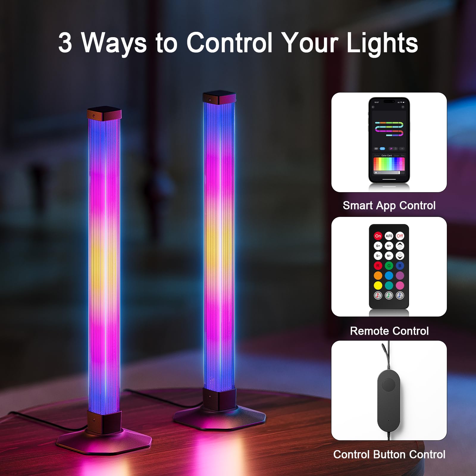 Crystal Rgb Light Bar, Music Sync Rgb Ic Led Lights Bars, Usb Powered Ambient Lighting, Color Changing Backlight For 40-60 In Tv