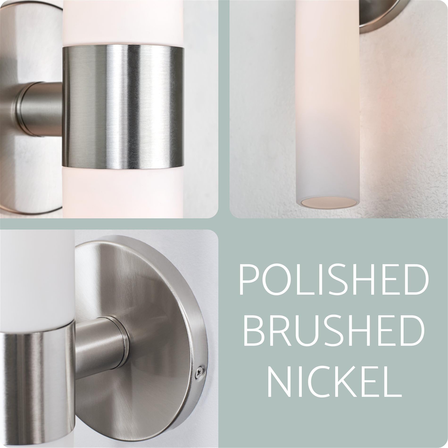 Kira Home Duo 21in Wall Sconce, Frosted Opal Glass Shades, Brushed Nickel Finish, 2-Pack, Model RV-W131-1747-BN-P2