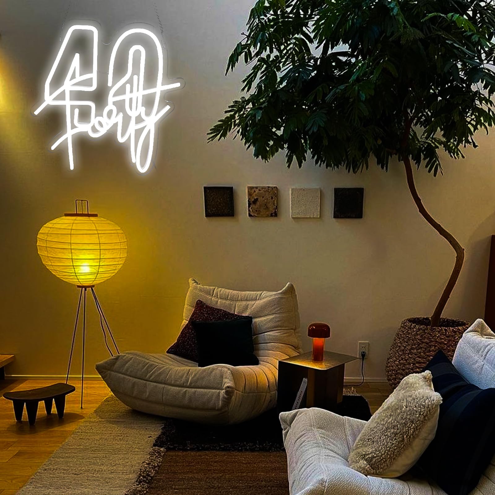 Jesalah White Neon Sign - 40th Birthday Gift LED Night Light, 13.78"x12.99", USB, Ideal for Women, Weddings, Engagements, and Parties