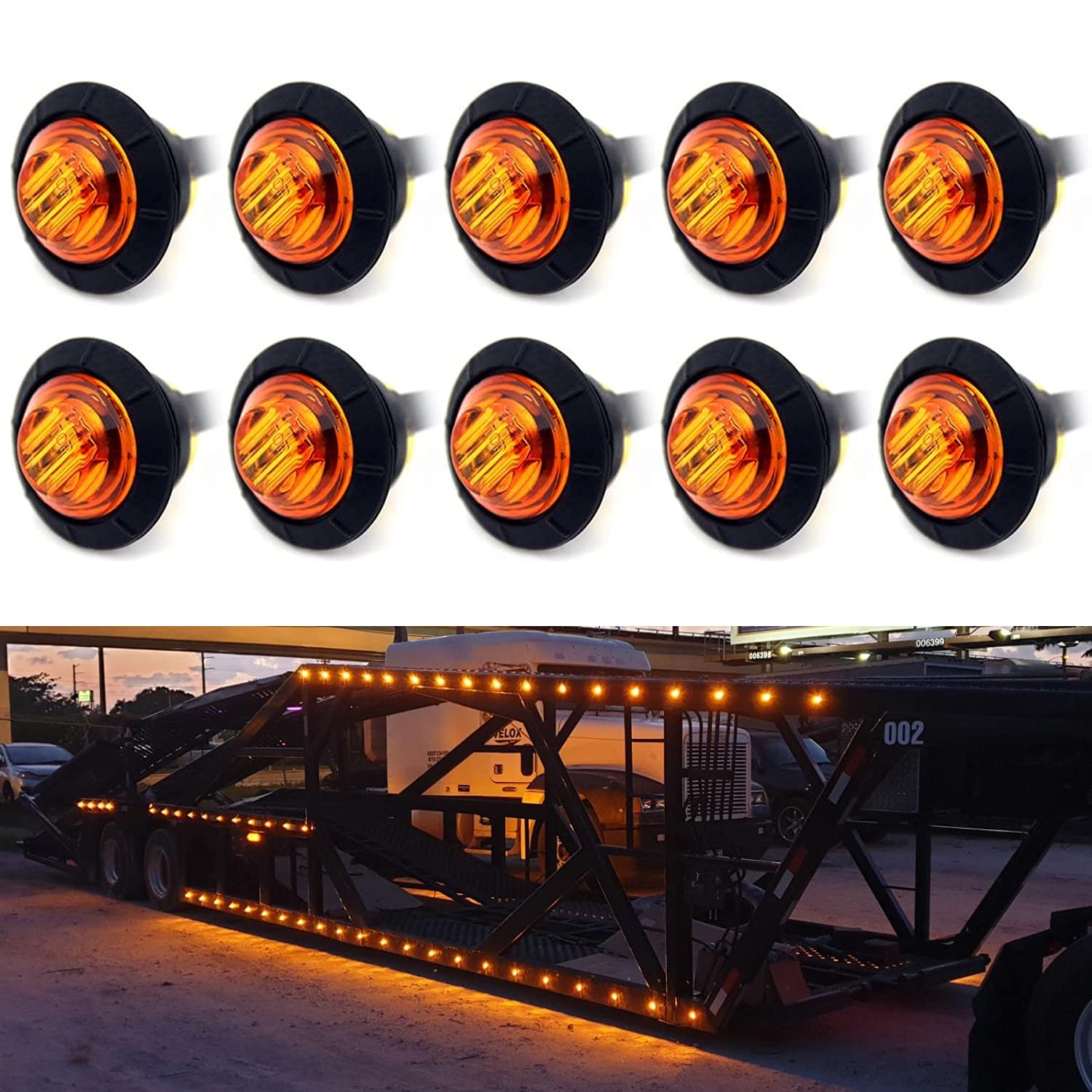 KEING Mini Amber 12V LED Round Clearance Lamp - Waterproof Side Marker Light for Trucks, Trailers, RVs, ATVs, and Buses