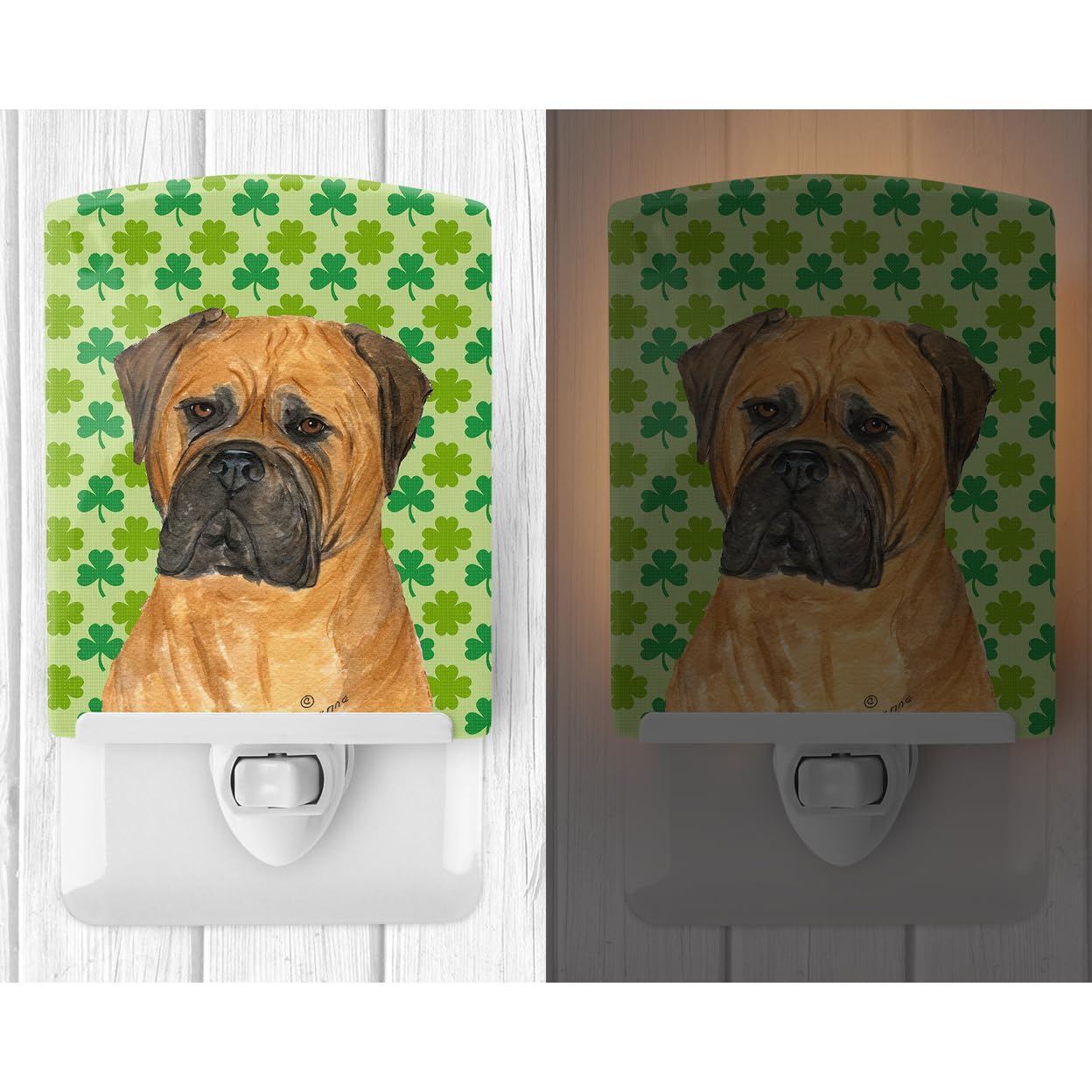 Carolines Treasures Ceramic Night Light, Bullmastiff St. Patricks Day Design, 6x4x3in, Multicolor, Model SS4448CNL