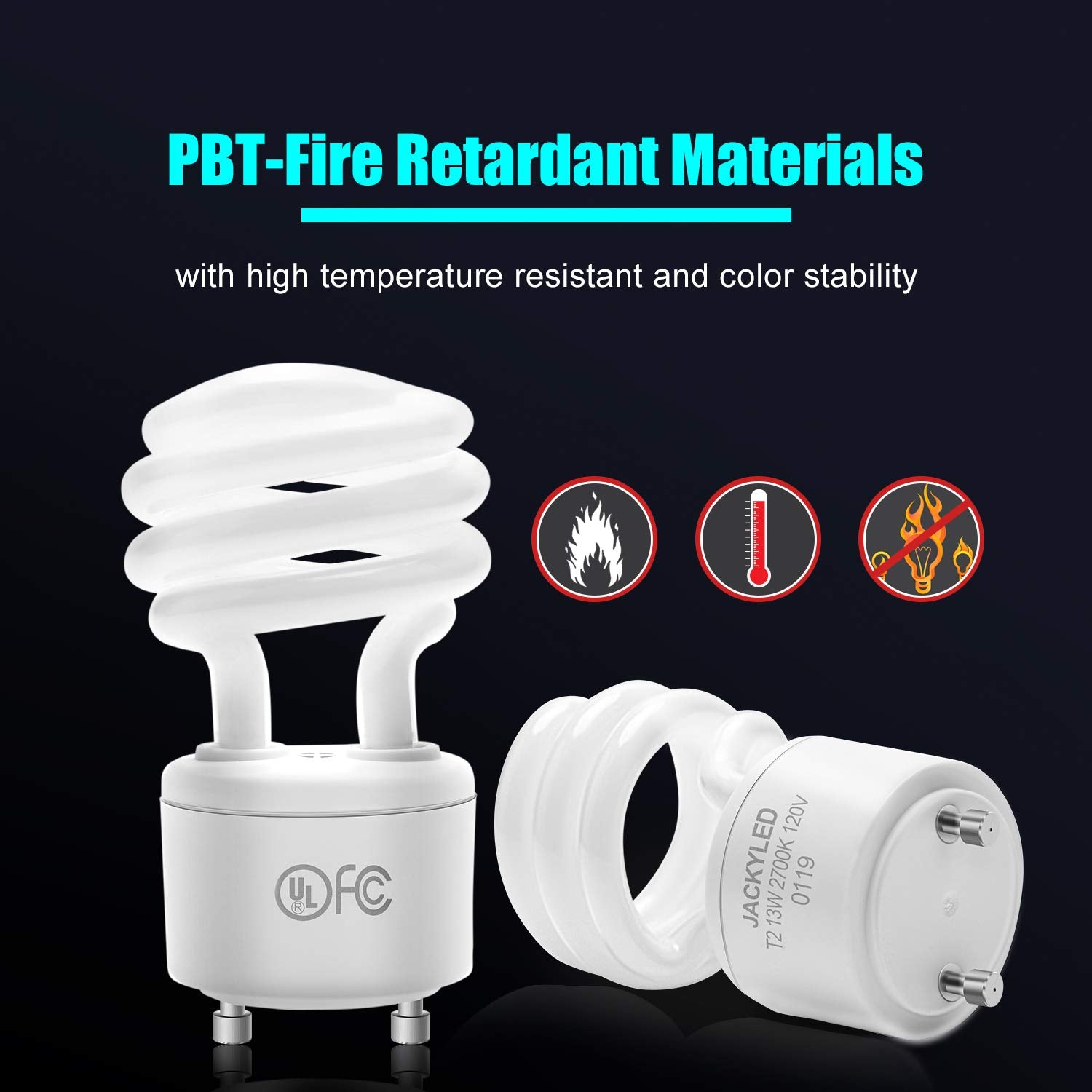 Jackyled Ul-Listed 13W Gu24 Cfl Light Bulbs 2700K T2 Spiral Gu24 Base 2-Prong Light Bulb Warm White Fluorescent Light Bulbs Indo