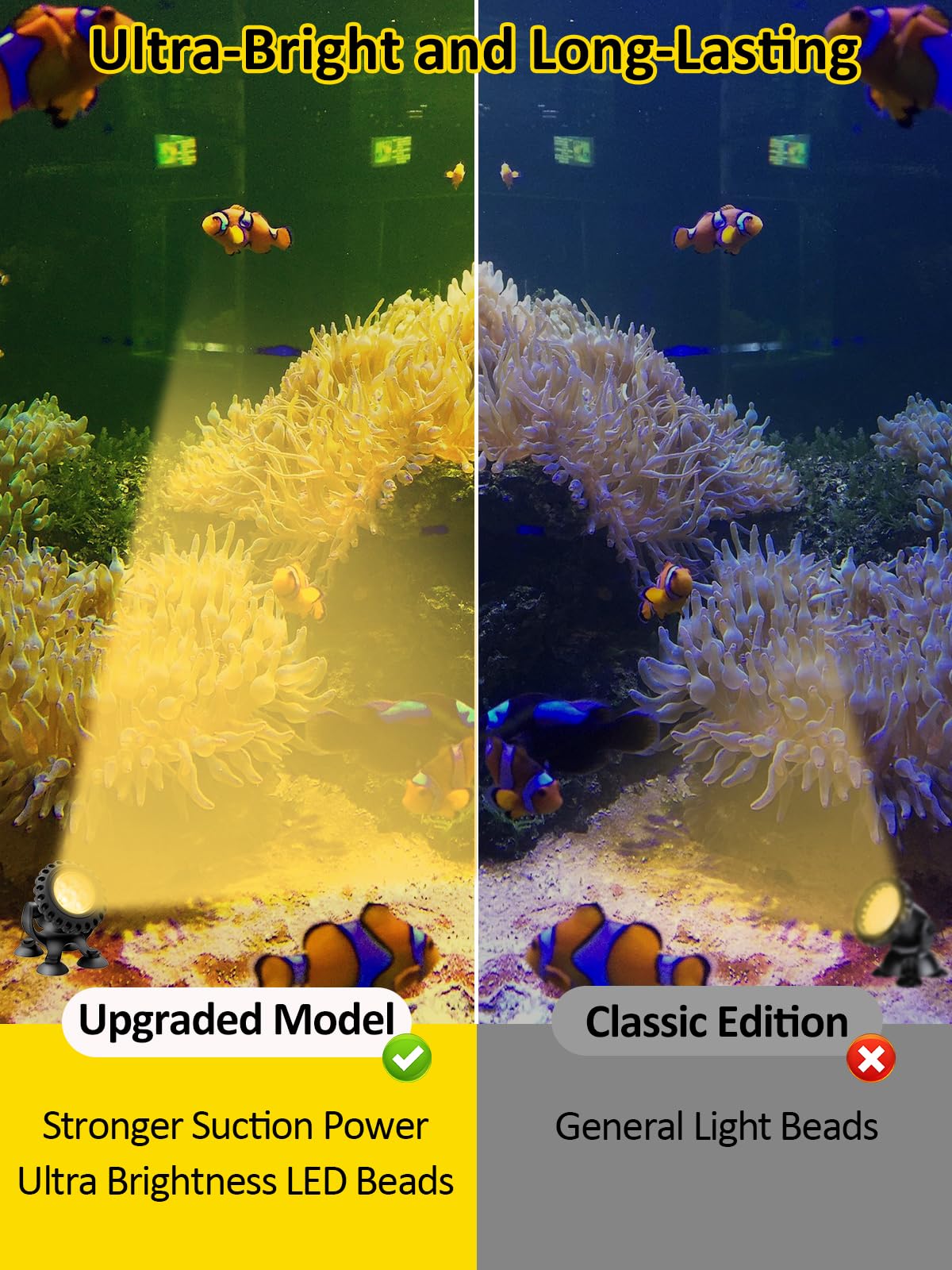 T-SUN Colored Pond Lights with Timer, LED Underwater Pond Light Submersible Fountain Lights for Fish Tank Landscape Spotlight -