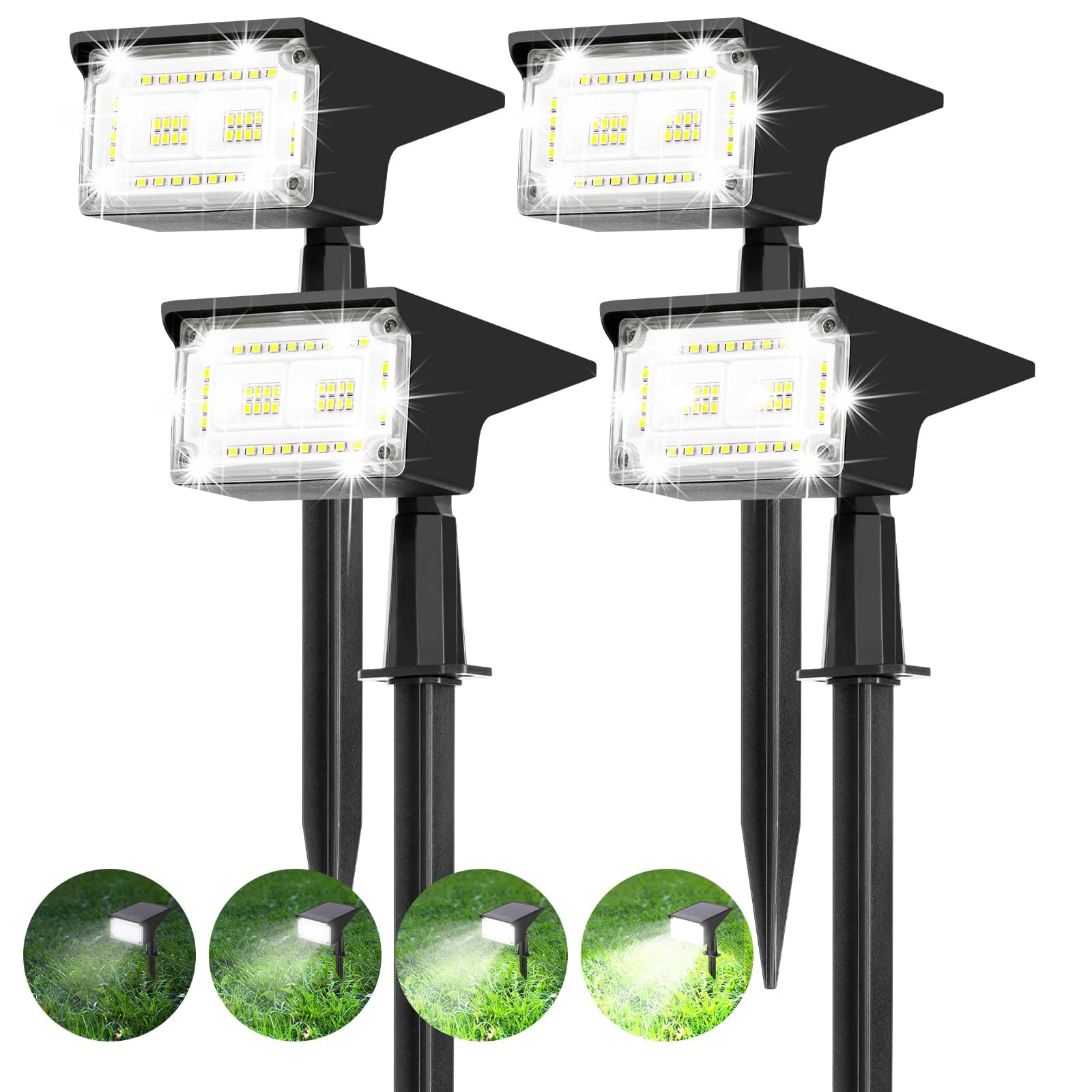 ZJOJO Solar Spot Lights Outdoor 9 Multicolored 4 Pack IP65, 4 Lighting Modes Solar Lights Outdoor Waterproof Dusk to Dawn Spotli