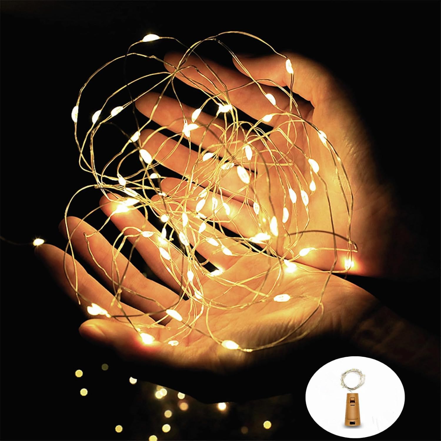 Ranlraka Wine Bottle Lights with Cork Christmas Lights 20 LED Warm White Fairy Lights Waterproof Battery Operated Cork String Lights for Jar Part