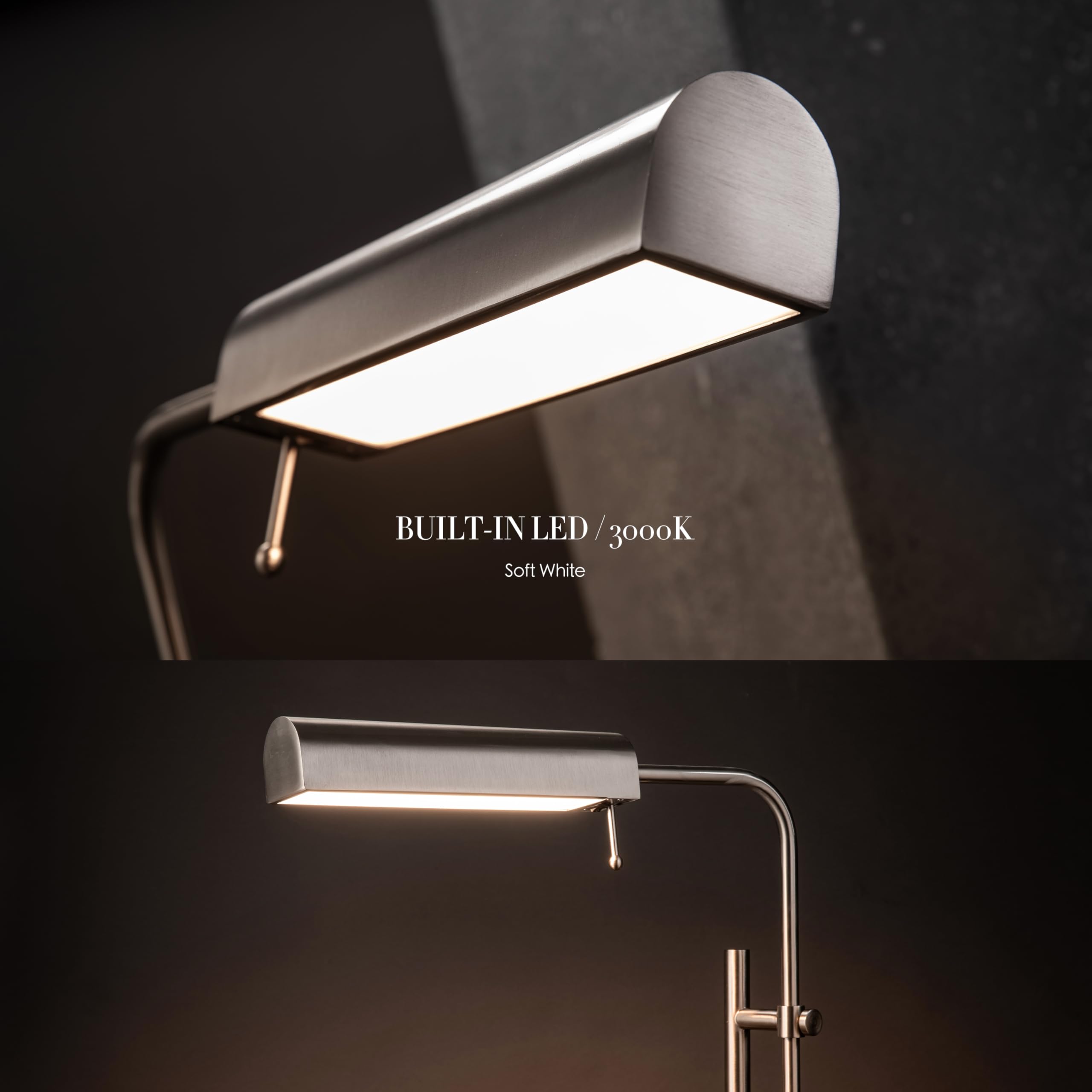 OBright Cedric Adjustable Floor Lamp - 10W LED, Height 45-61 inches, Brushed Nickel, Industrial Design, Model OBE-FL25H