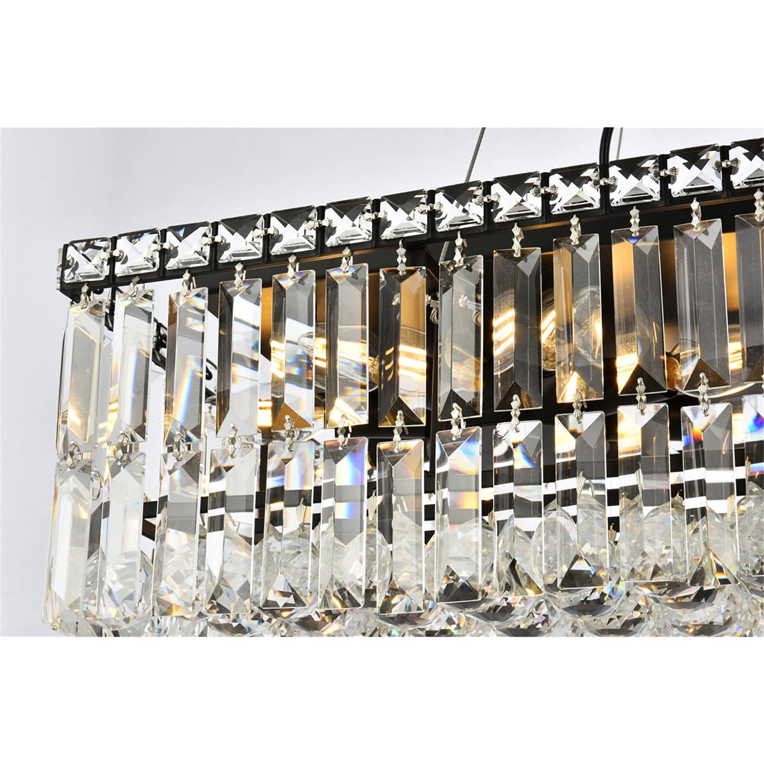Elegant Lighting Maxime 28&quot; Black Metal & Crystal Chandelier - Modern Home Decor