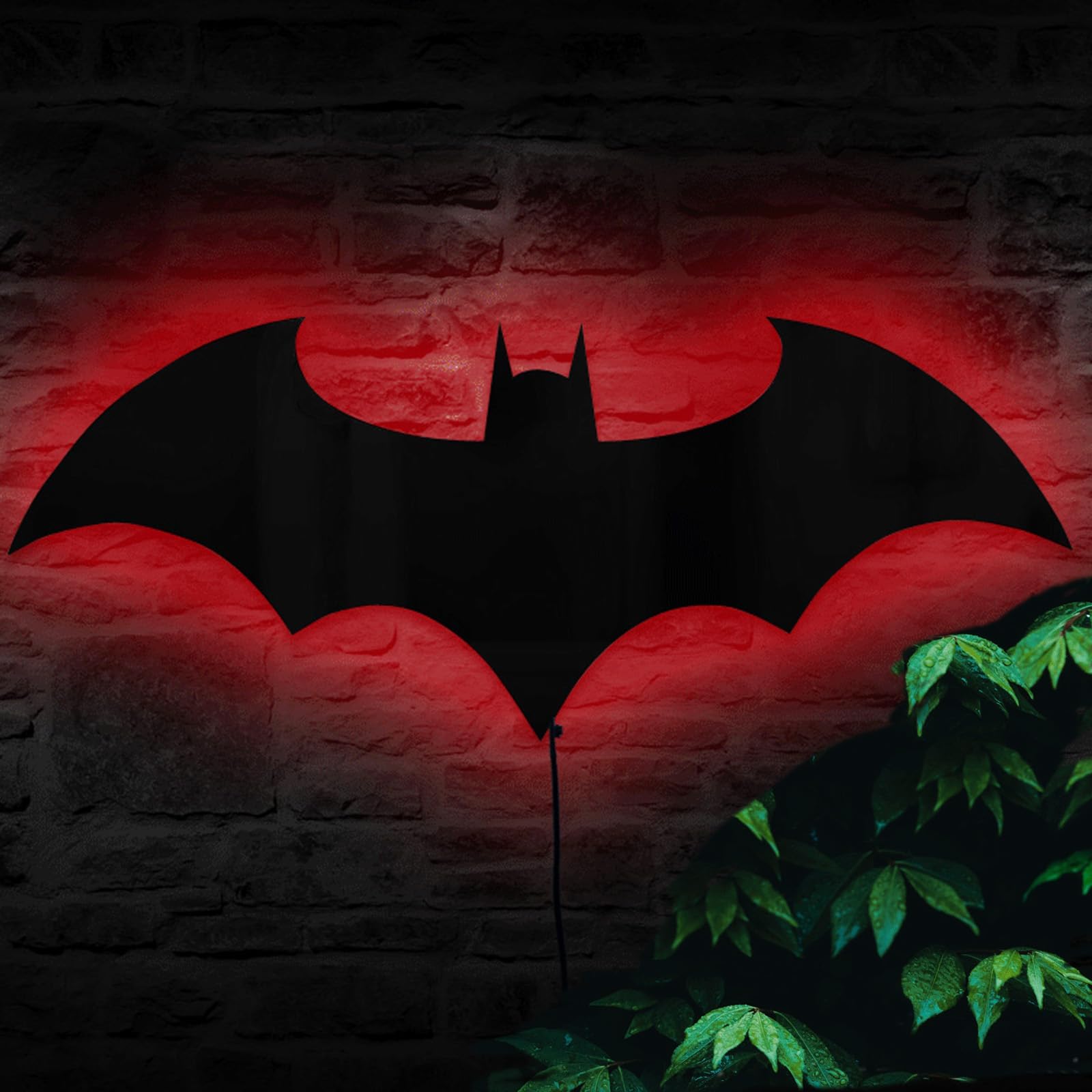 AKLOPE Superhero LED Wall Lamp - 16 Colors Remote Control, Acrylic, Mirror Finish, Model BAT EK0079