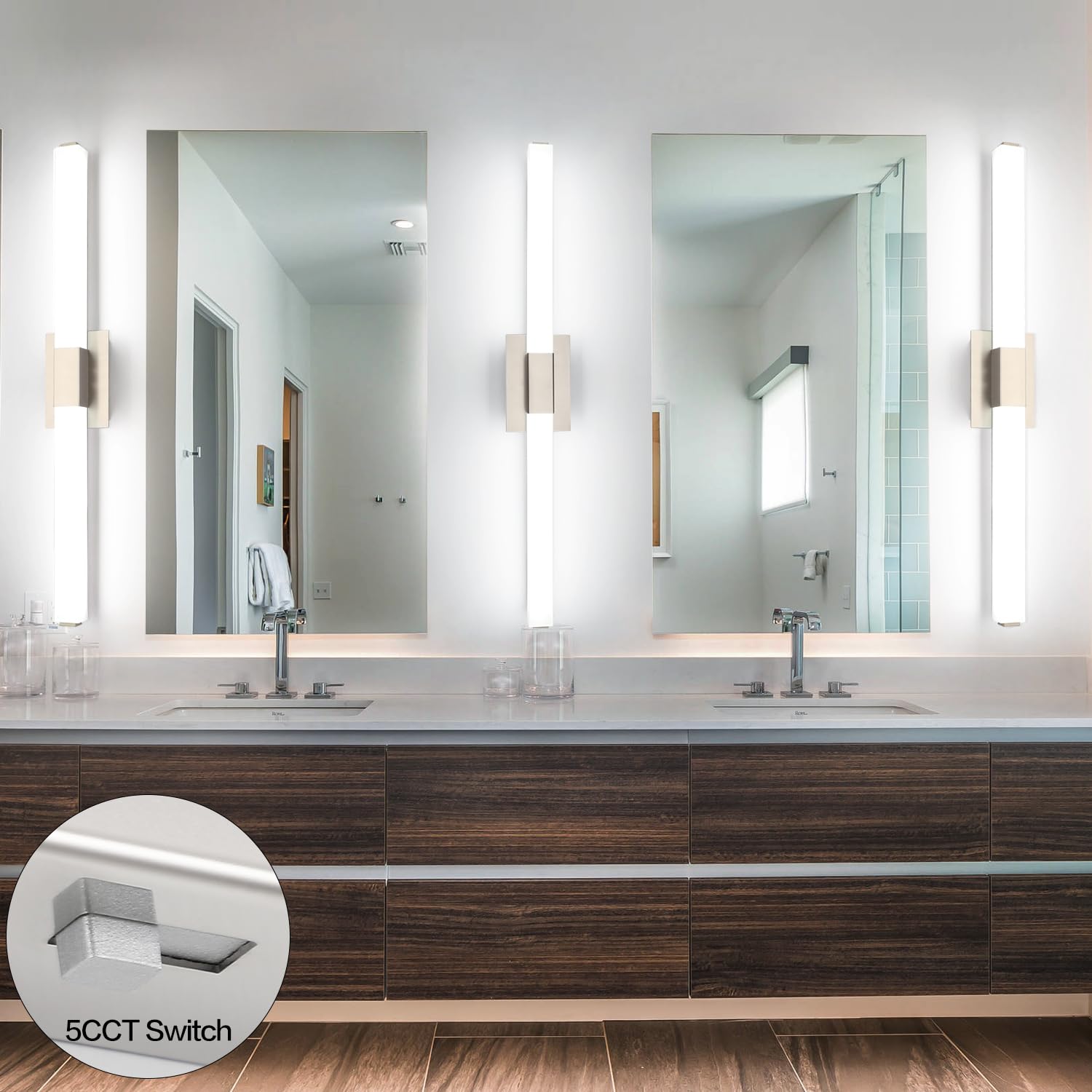 ZUZITO 40 Inch Bathroom Vanity Light, Brushed Nickel, Modern LED, 5CCT Dimmable, Model S16001-1000mm-5CCT, Acrylic