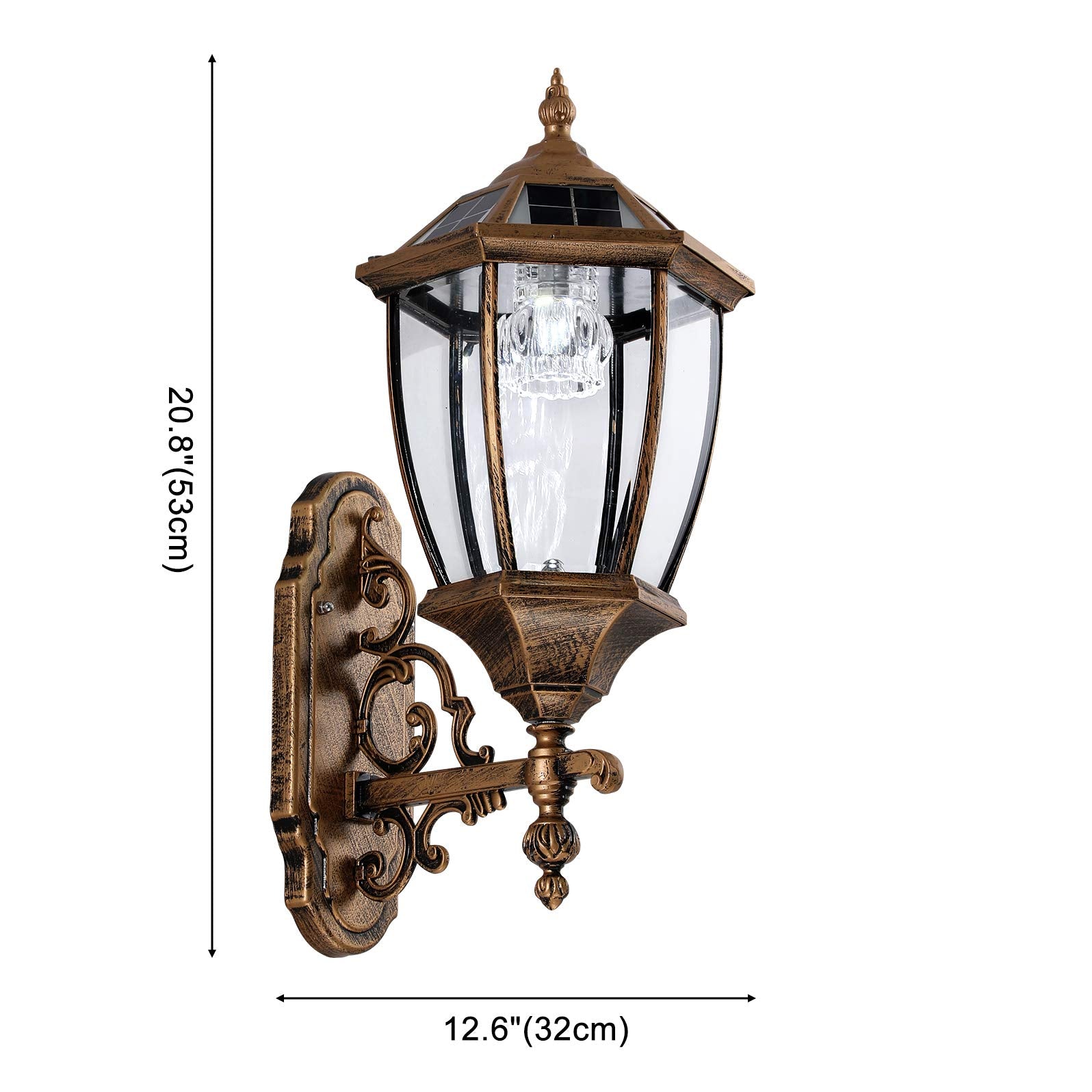 Lovefindahome Solar Wall Lamp With Light Sensor, Waterproof Outdoor Led Hexagonal Light Fixture For Garage, Front Porch, Fence,