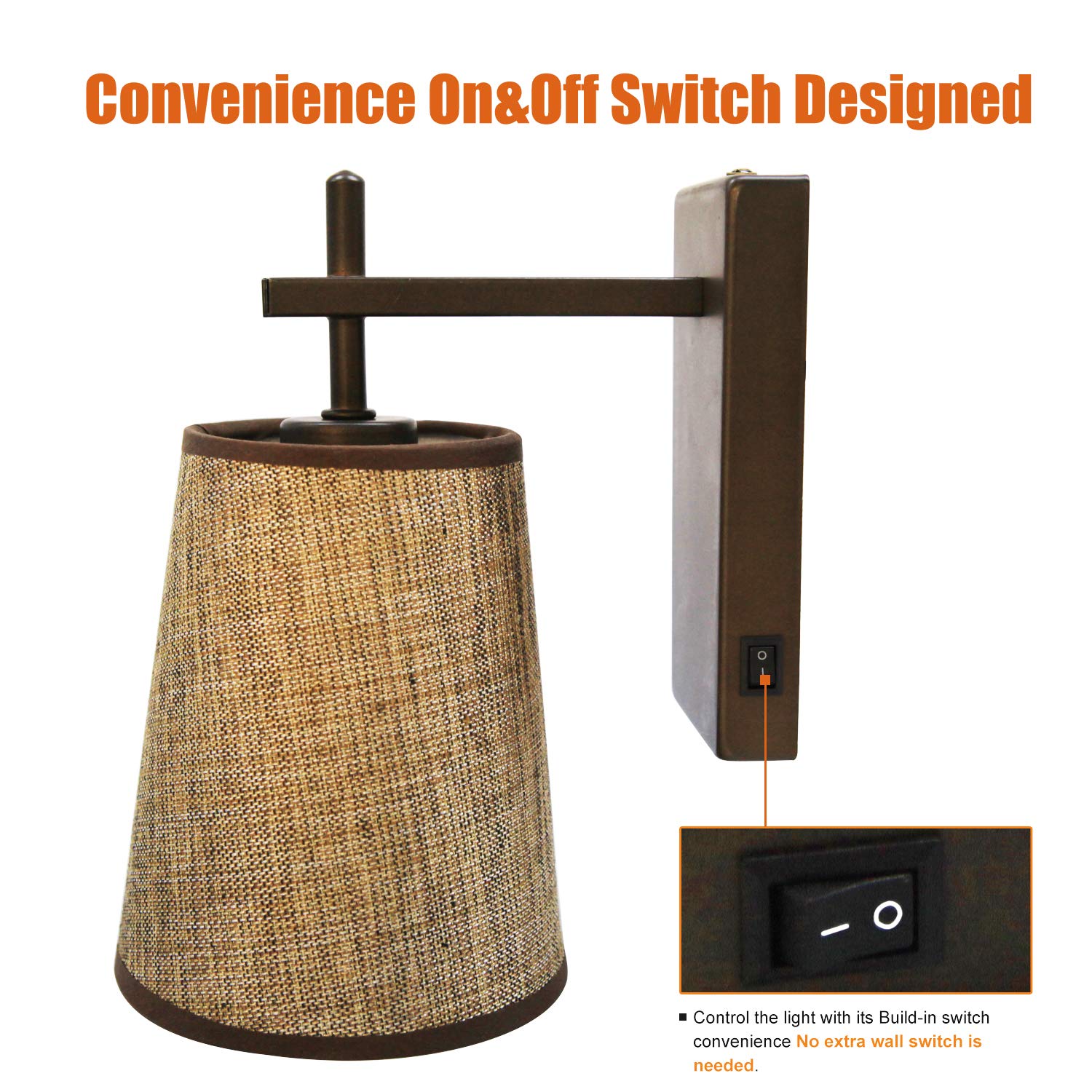 Facon 12V LED RV Wall Sconce, Round Fabric Shade, G4 Bulb Included, Oil Rubbed Bronze Finish, Model LF101T-005-ORB