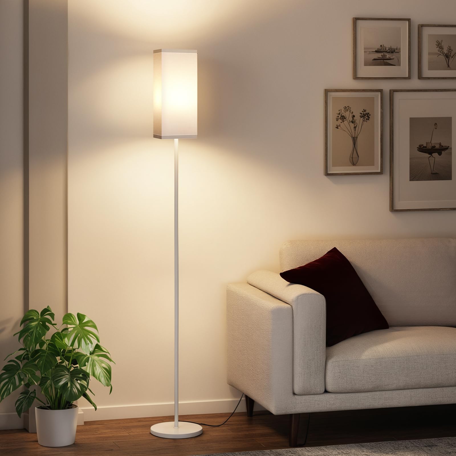 Goebleson 64.6 Floor Lamp  Pole With Foot Switch  Modern Standing Lamp Lampshade  Minimalist Freestanding Lamp (Bulb Not Included)  For Living Room  Bedroom Office Etl Listed  White Wcw07Ld05