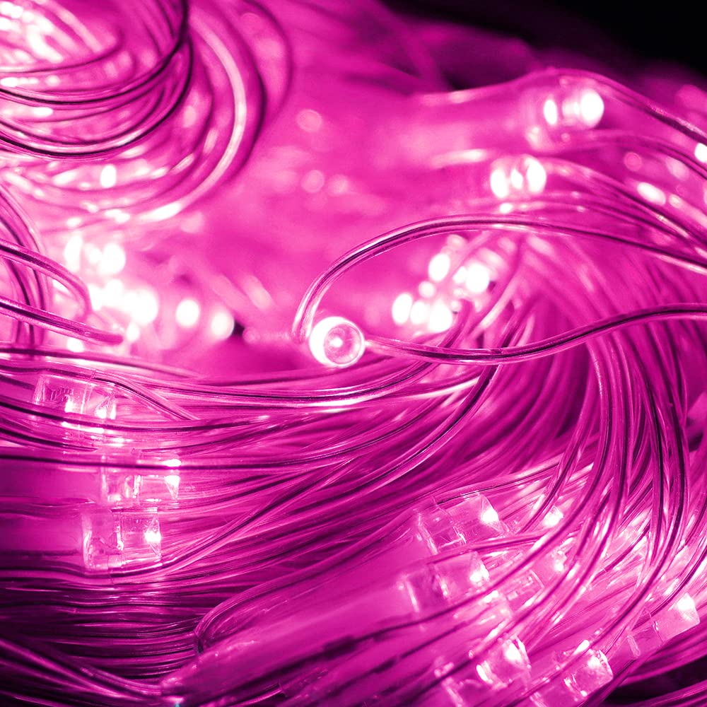 Vicila Net Light Outdoor Mesh Christmas Decorations  100Led String Light Plug In Connectable Tree Warp Hanging 5Ft X 5Ft For Halloween  Shrubs  Lawn  Backyard  Walkway  Bushes  Garden Decor-Pink