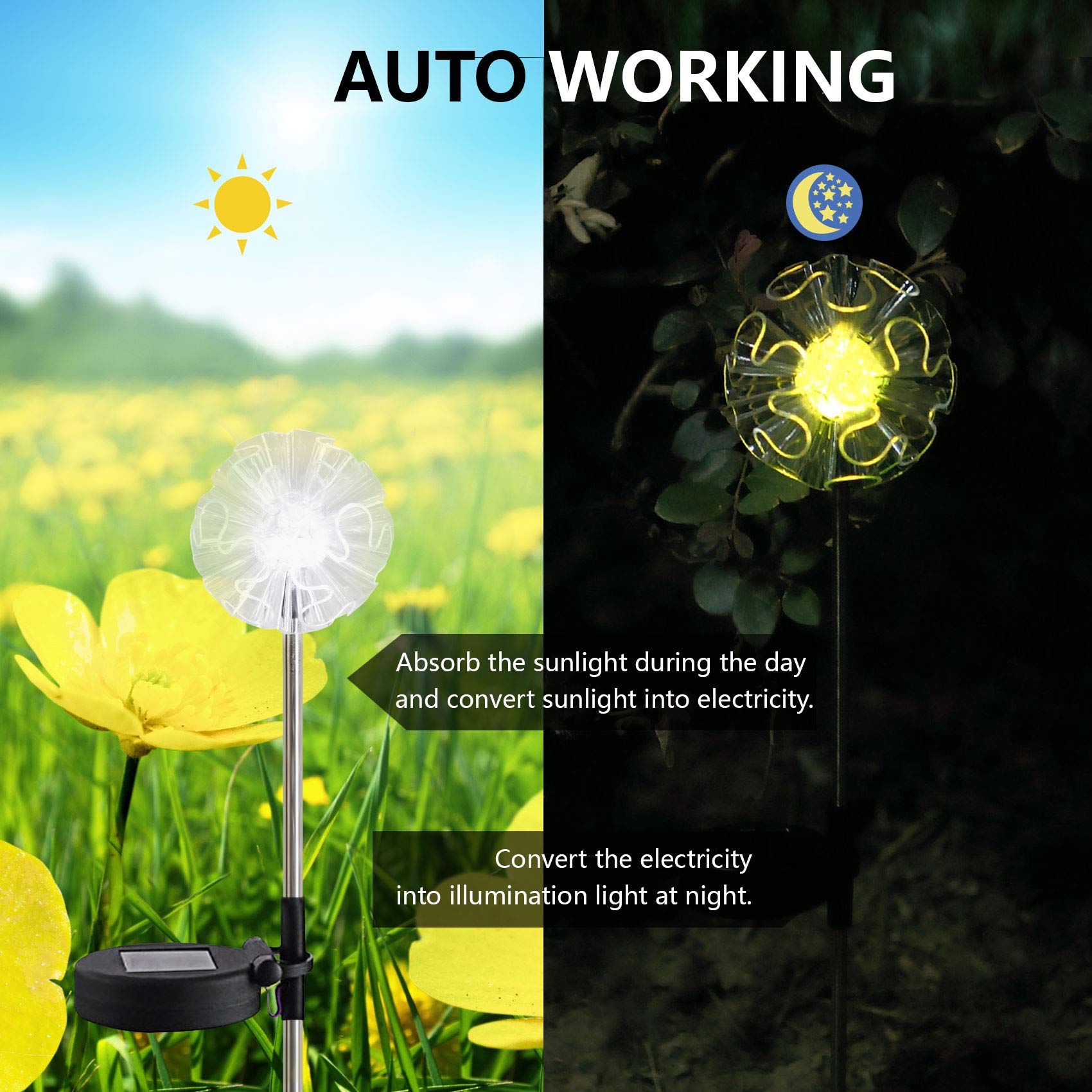 Outdoor Solar Garden Stake Lights 3 Pack- Color Changing Led Stake Lamp In-Ground Landscaping Lights For Garden Patio Yard Lawn