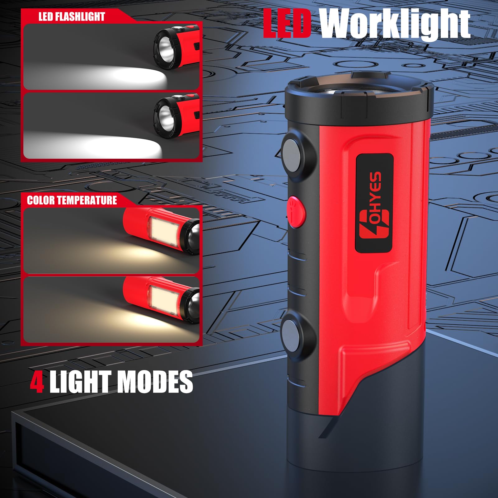 ohyes Work Light Compatible with Milwaukee 12V Battery Magnetic Max 650LM 2 in 1 Flash Light for Camping Jobsite & Workshop(Batt