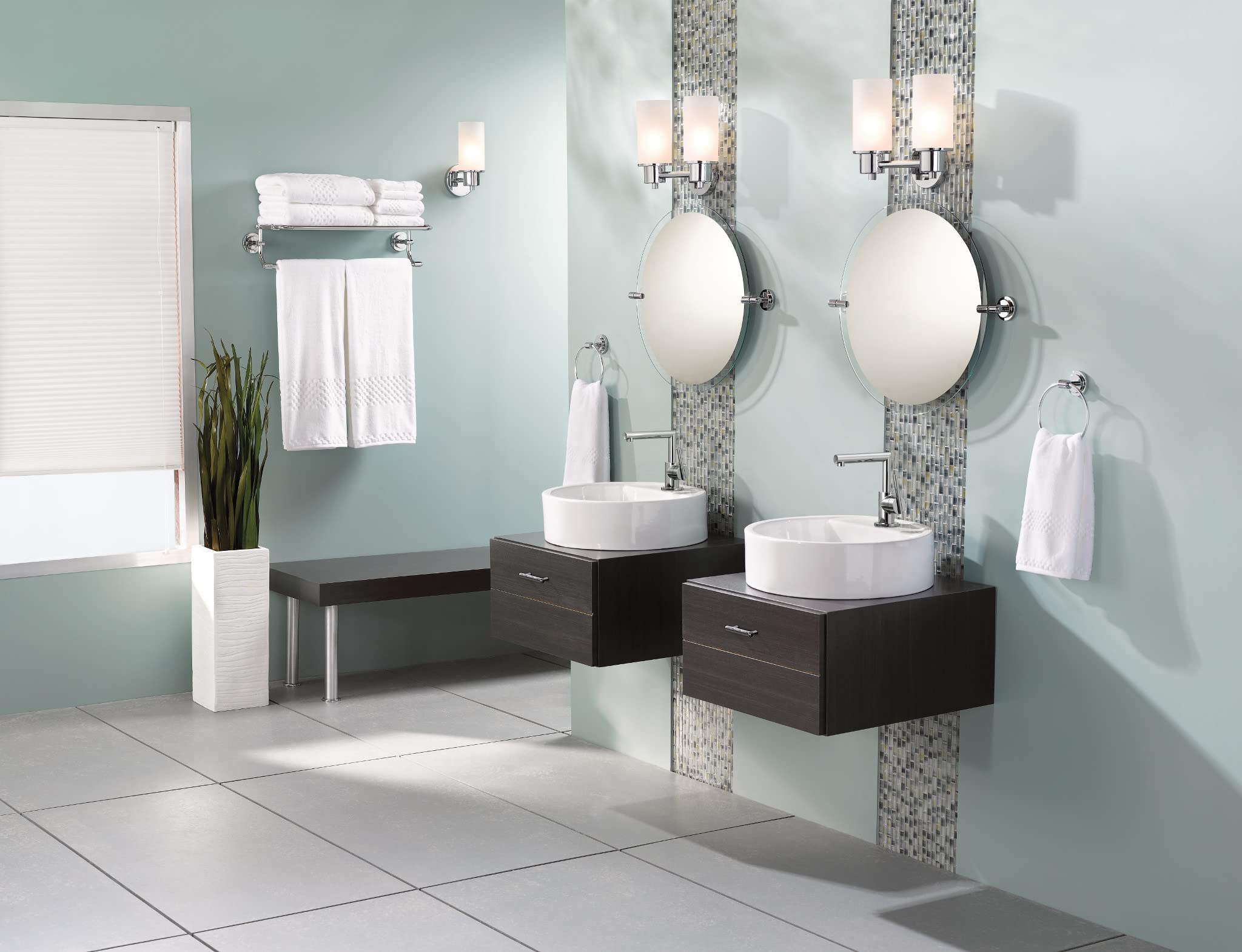 Moen Dn0762Ch Iso 2-Light Dual-Mount Bath Bathroom Vanity Fixture With Frosted Glass, Chrome