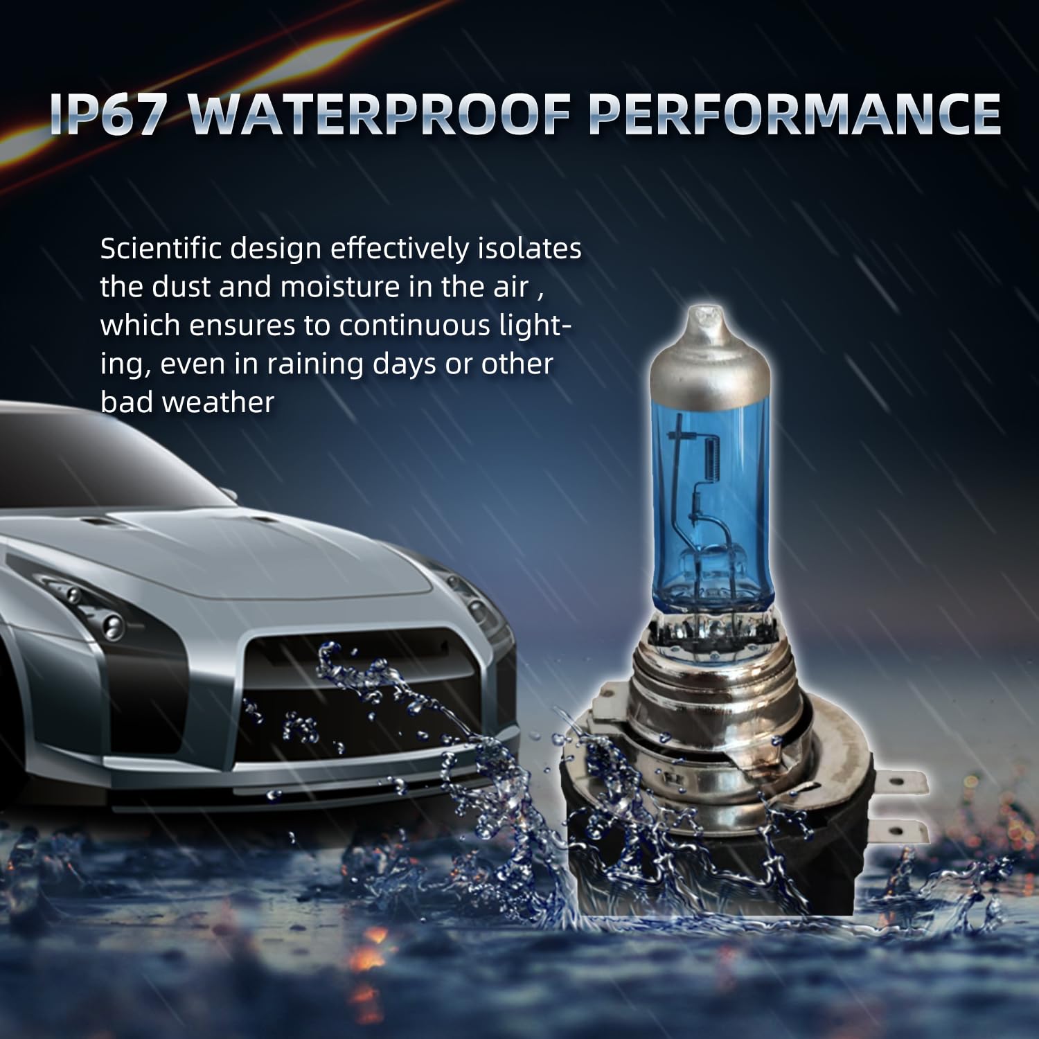 Sinoparcel H11B Halogen Headlight Bulb - 270% Brightness, 5000K White, Pack of 2