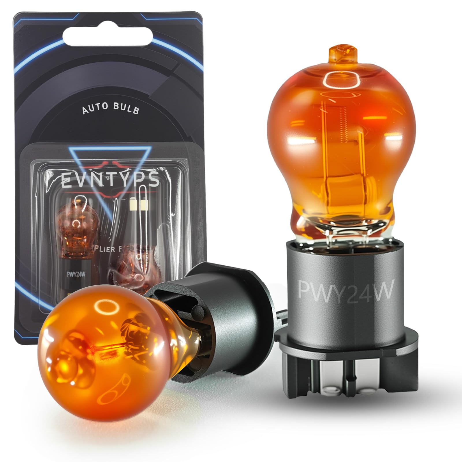 evntyps 12V 24W OEM standard Halogen PWY24W 12174NA Turn Signal Light Bulbs Amber fit for Ford Fusion 2013 2014 2015 2016 2017 2